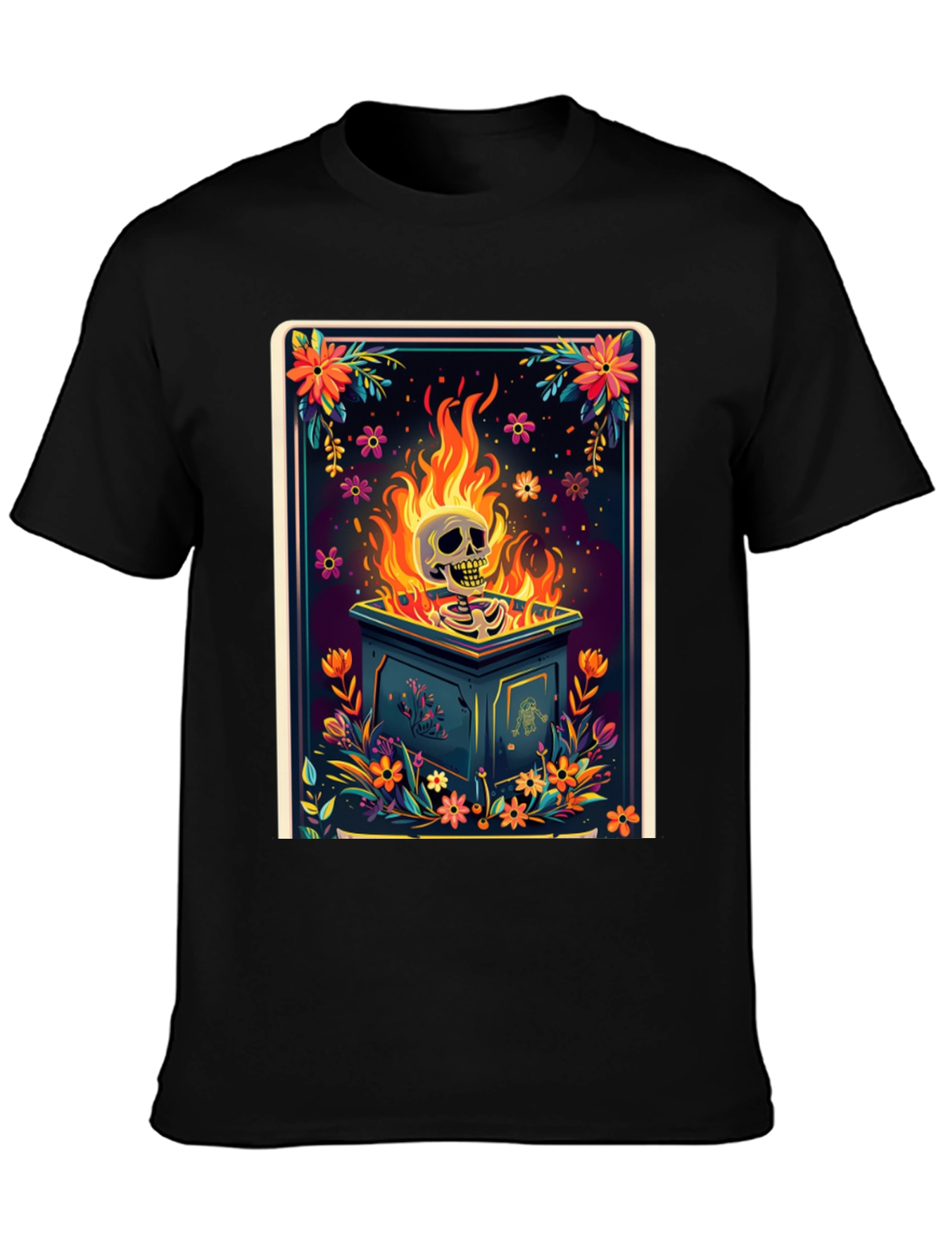 Floral Skull Burning T-Shirt