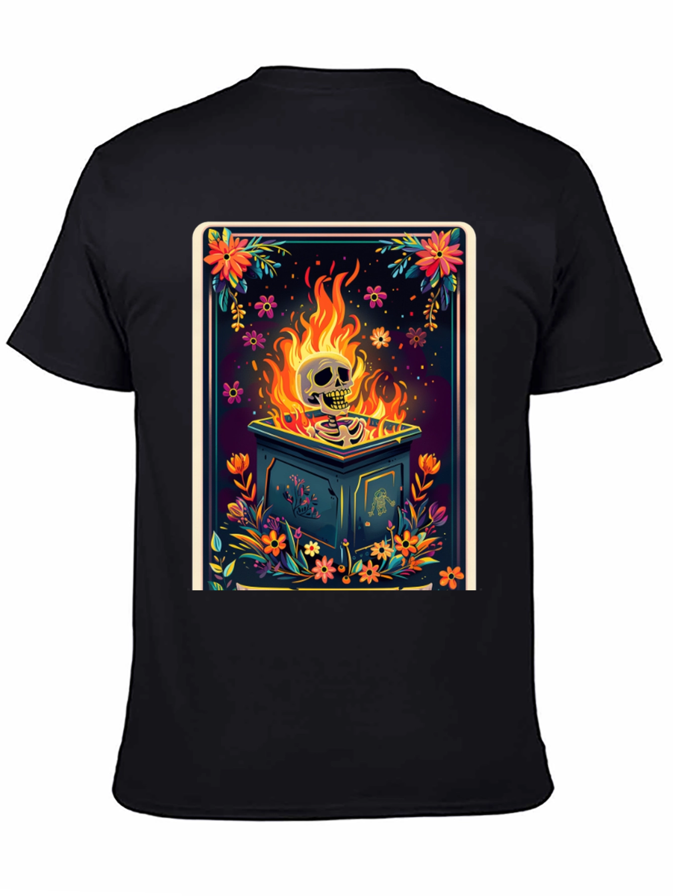Floral Skull Burning T-Shirt