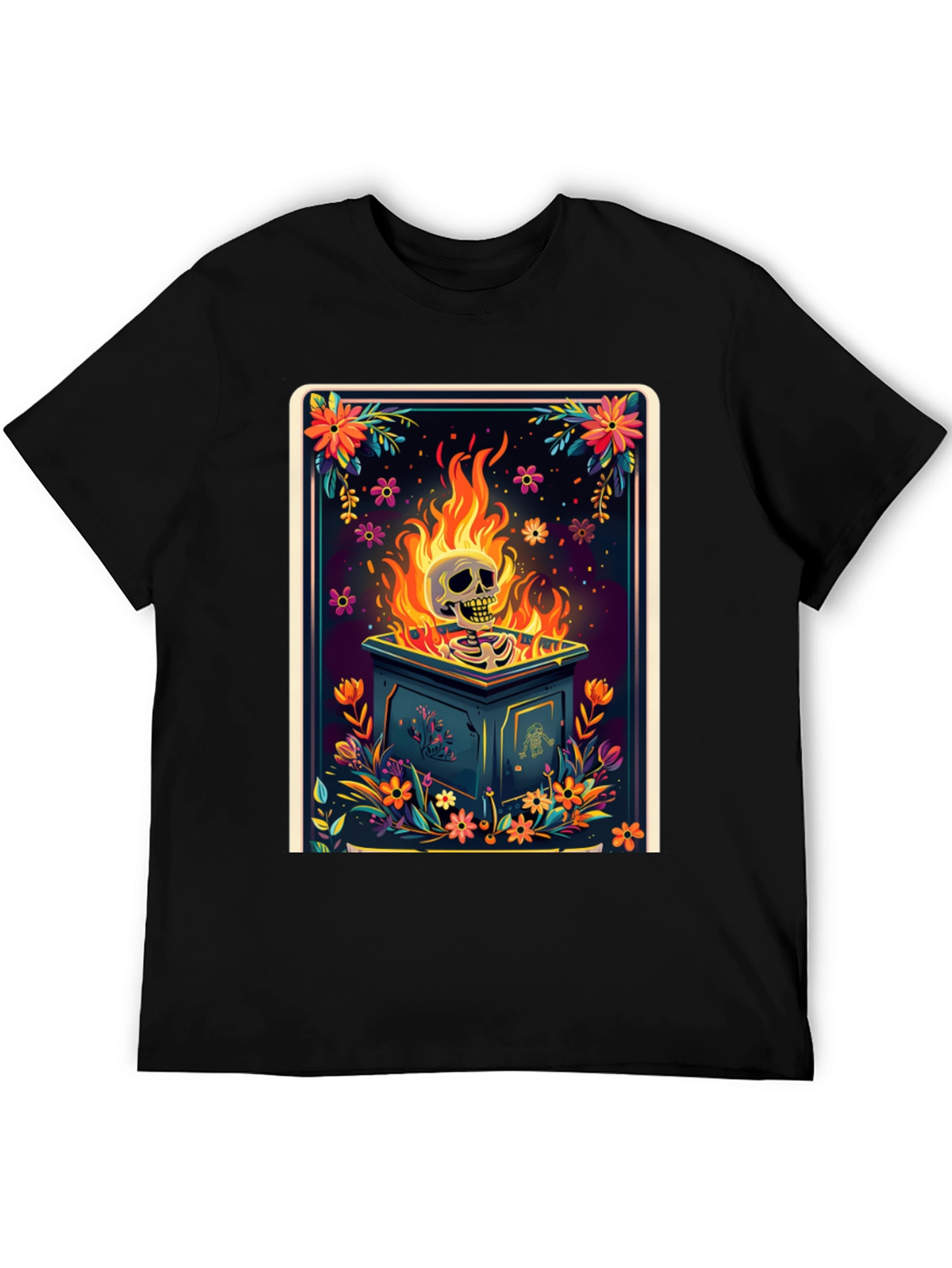 Floral Skull Burning T-Shirt
