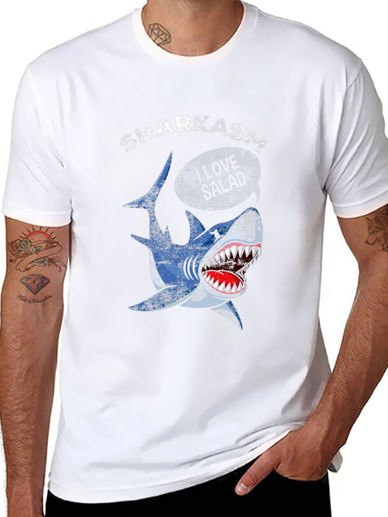 Sharkasm I Love Salad Black T-Shirt