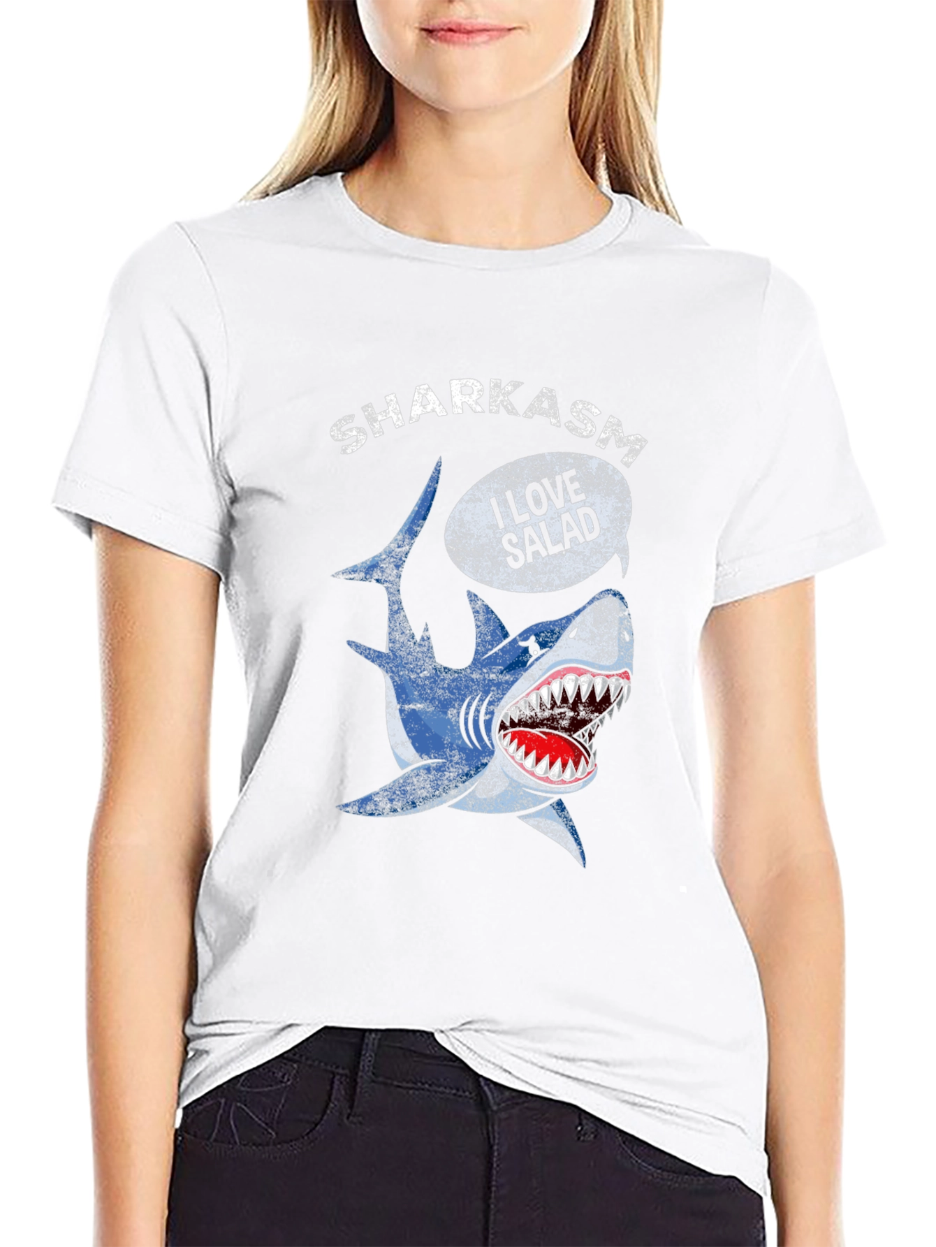 Sharkasm I Love Salad Black T-Shirt