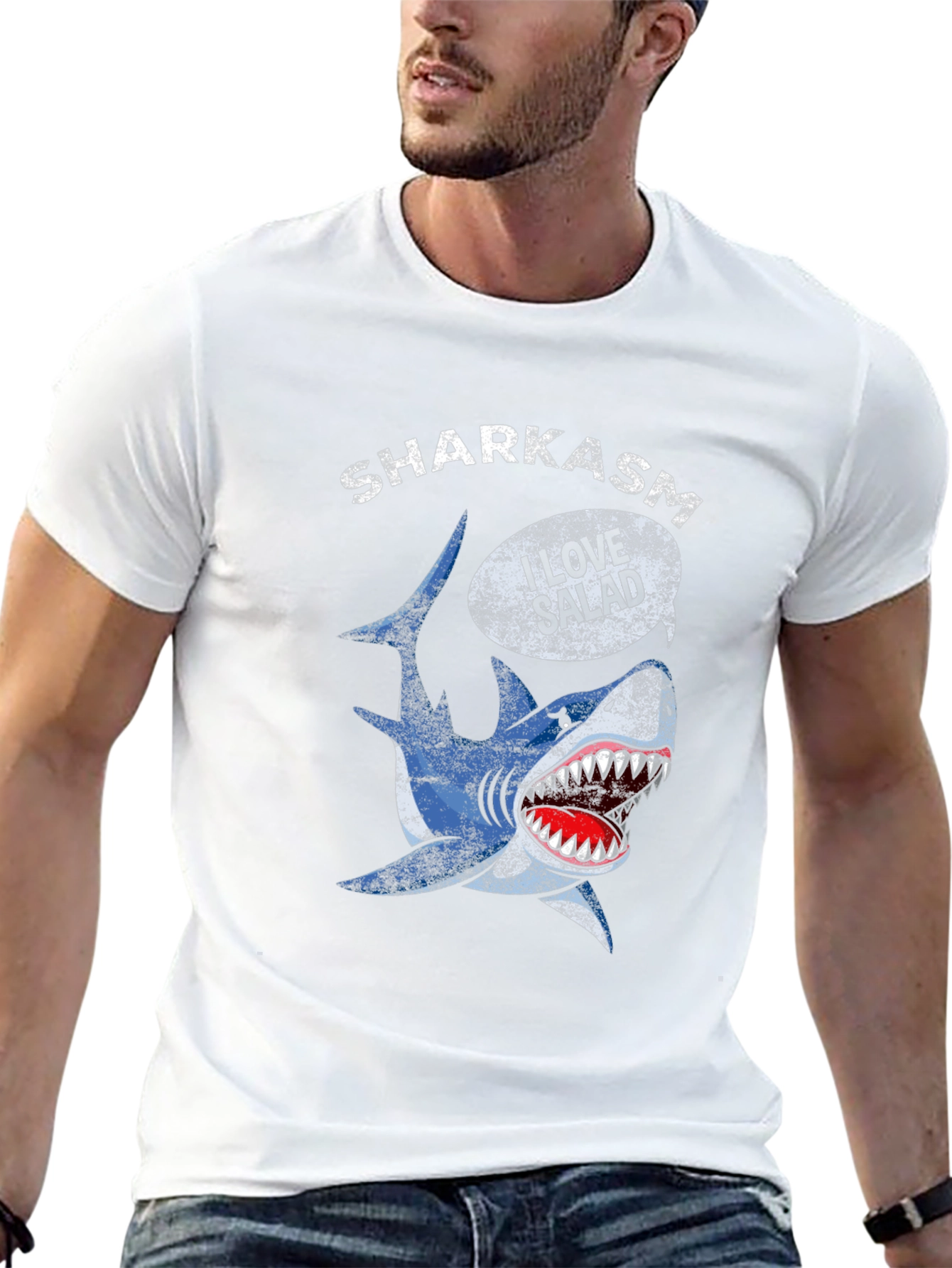 Sharkasm I Love Salad Black T-Shirt