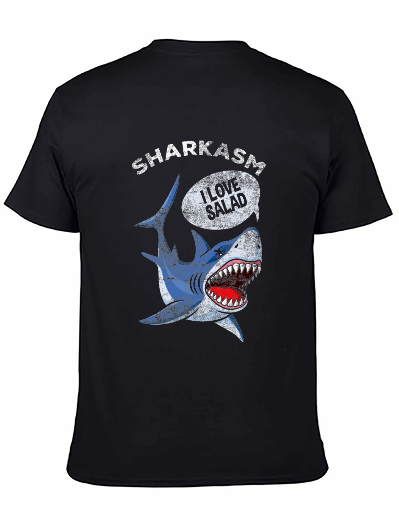 Sharkasm I Love Salad Black T-Shirt