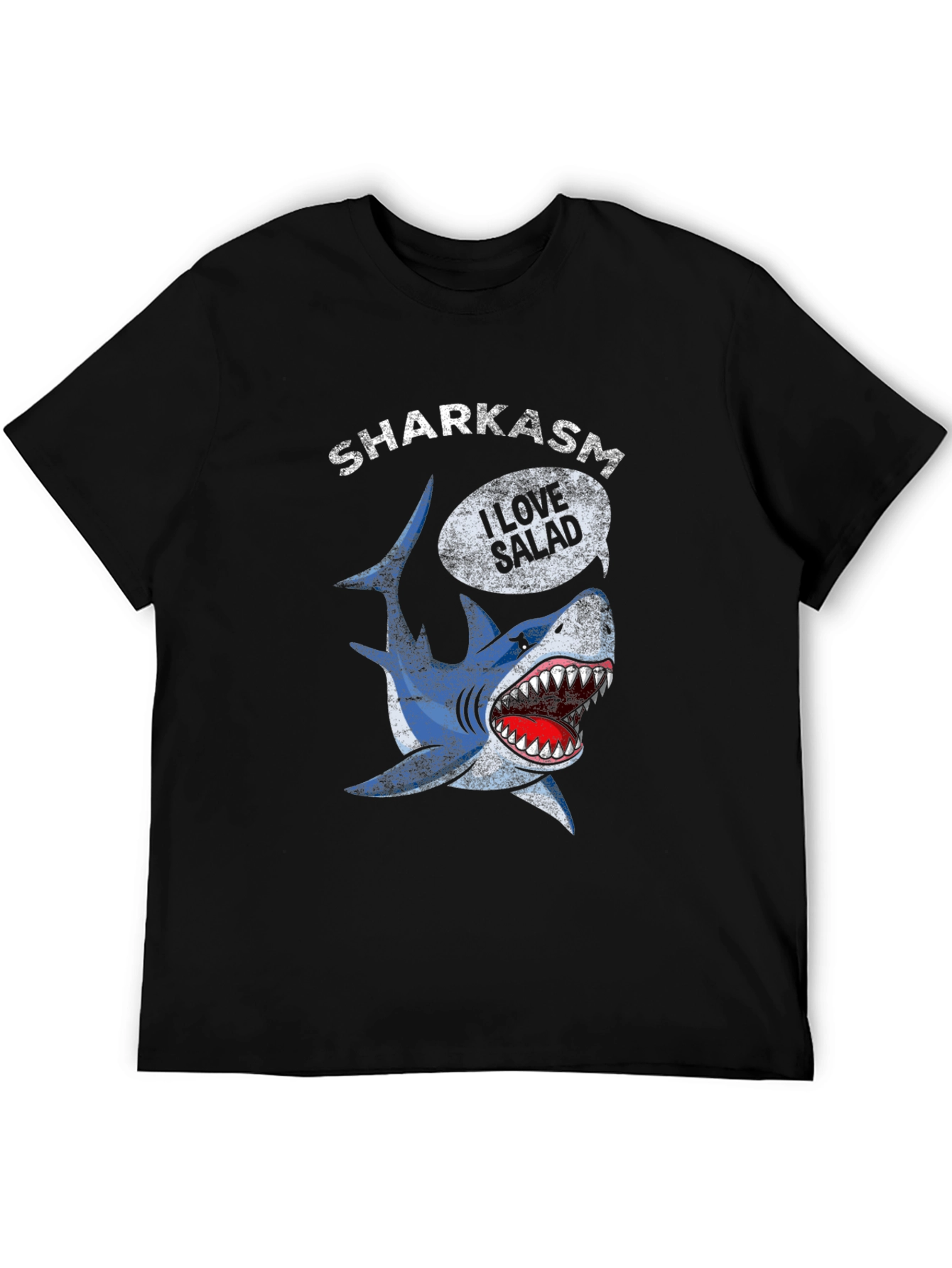 Sharkasm I Love Salad Black T-Shirt