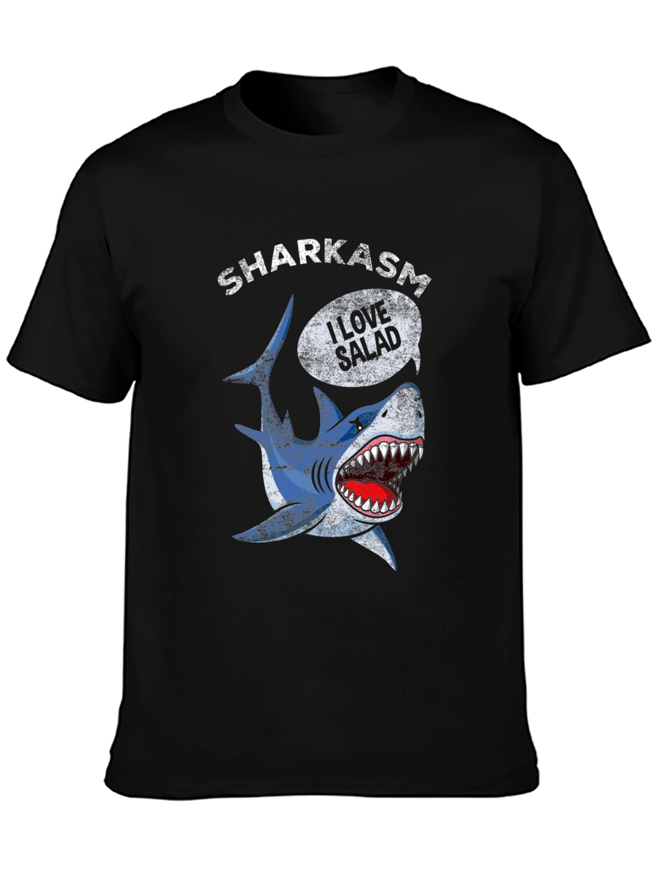 Sharkasm I Love Salad Black T-Shirt
