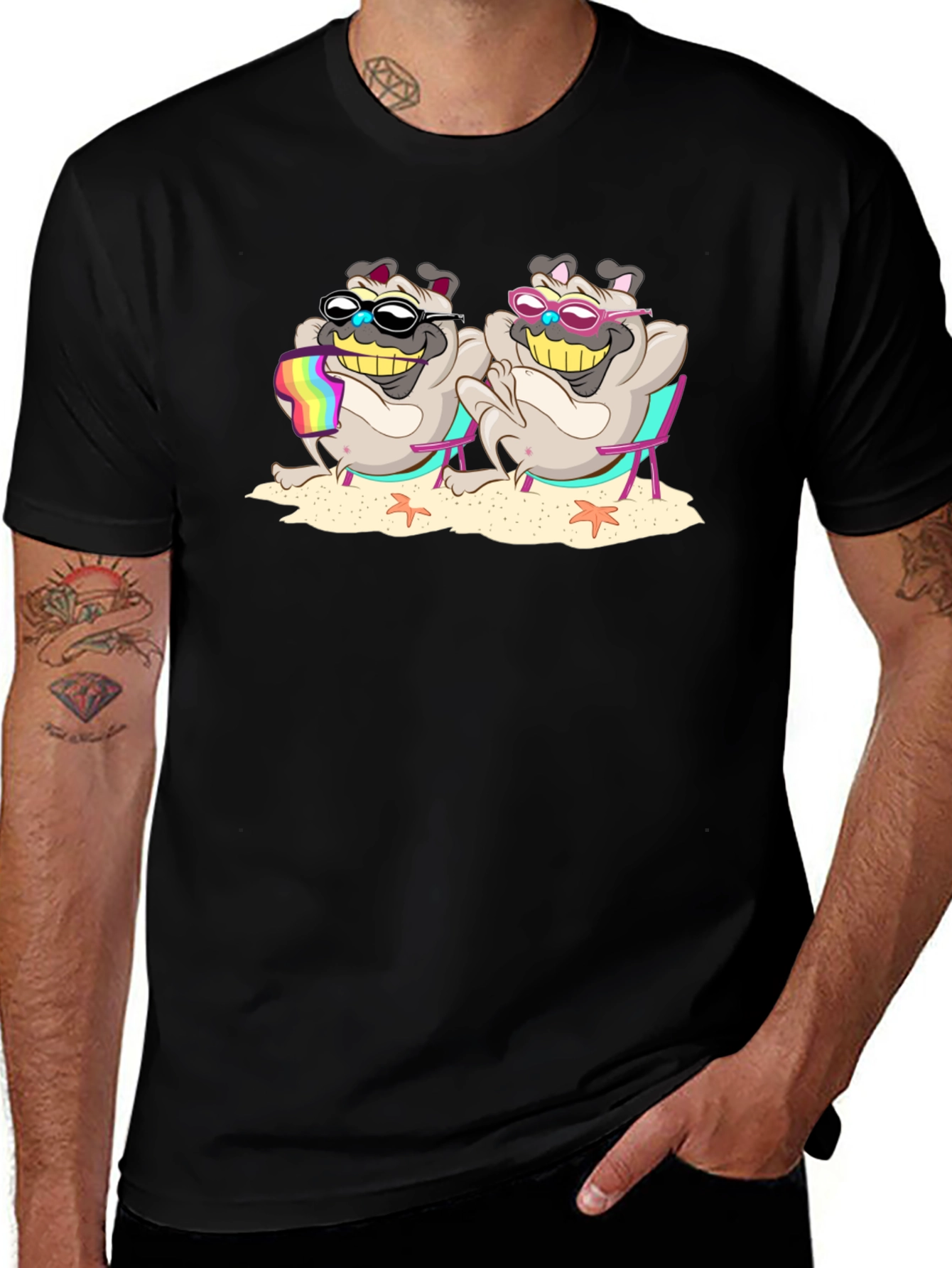 Pug Life Black T-Shirt- Sun Sand & Style!
