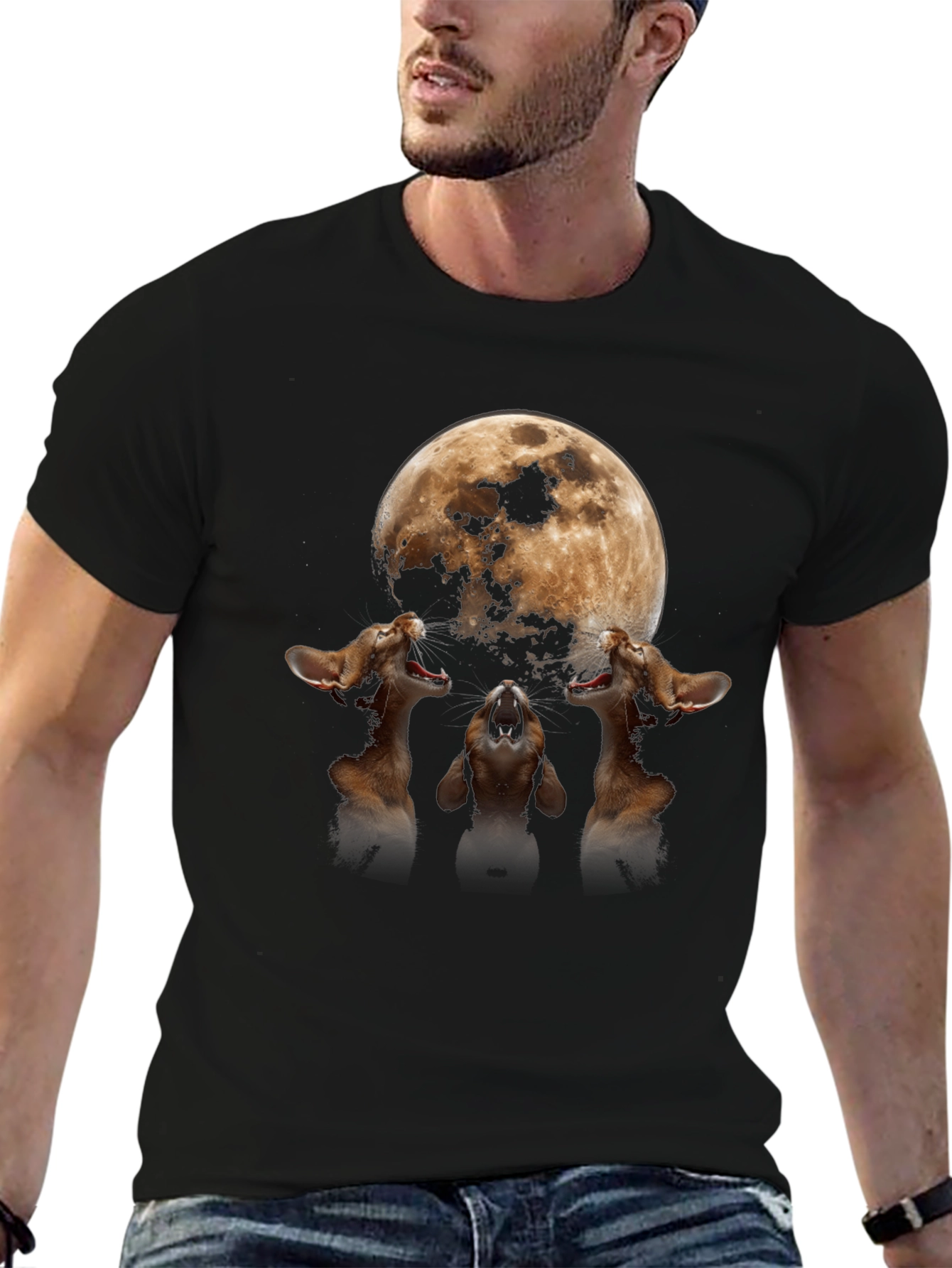 Moon Cats Howling Graphic Tee