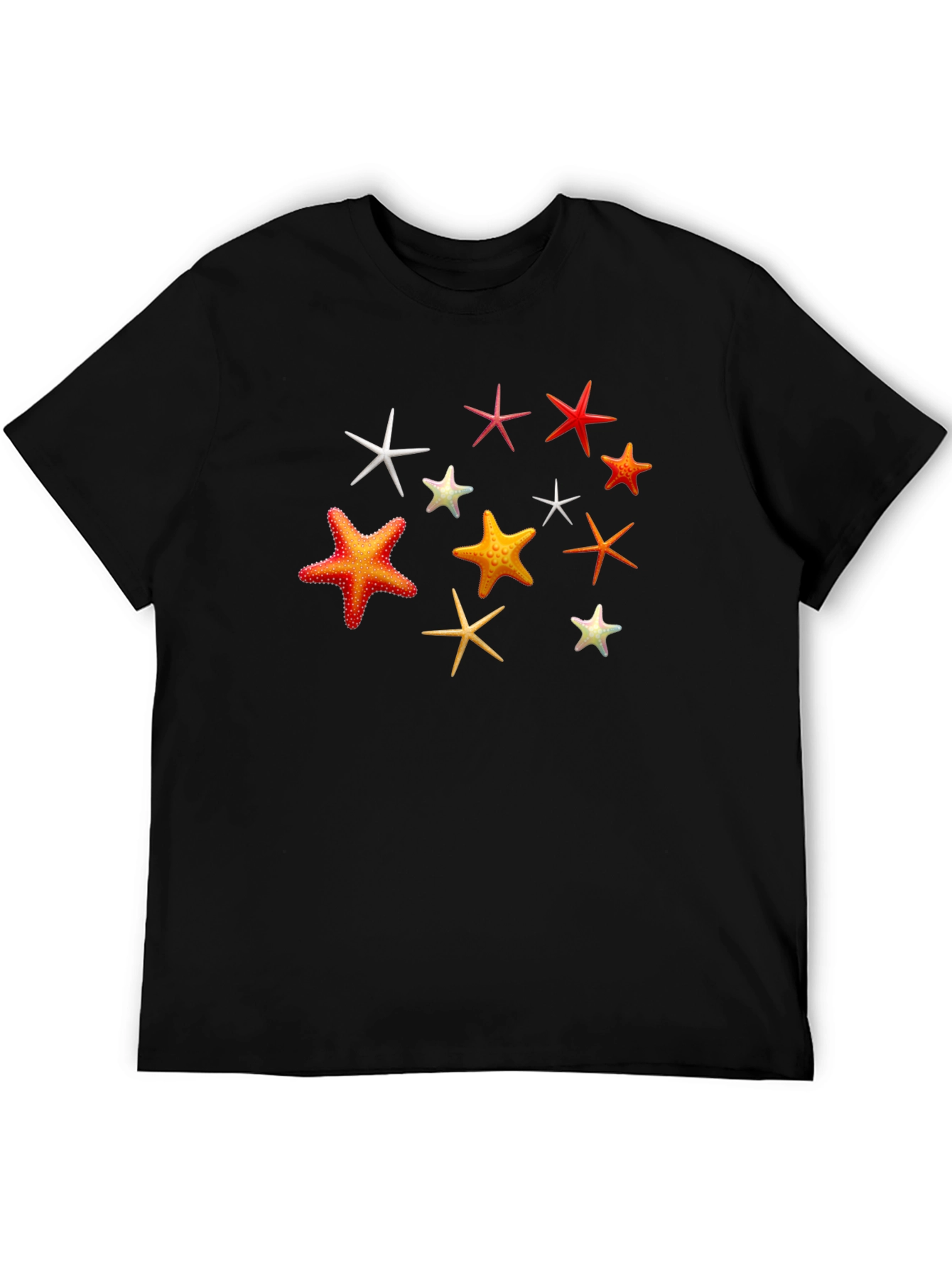 Starfish Pattern Black T-Shirt