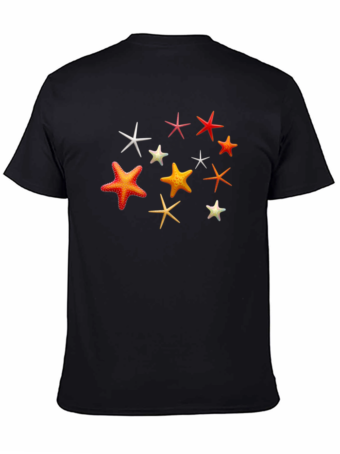 Starfish Pattern Black T-Shirt
