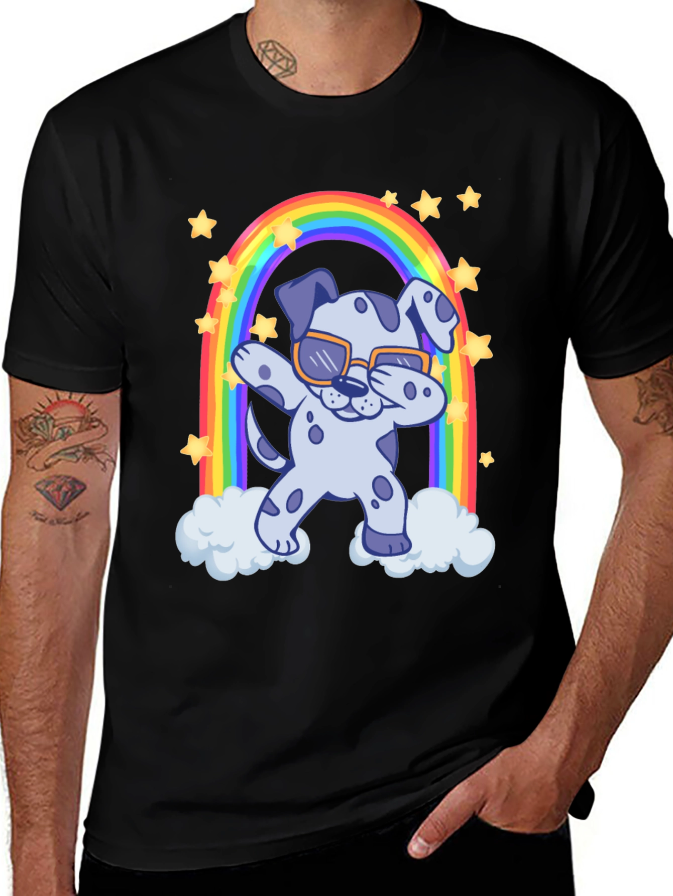 Dabbing Dalmatian Rainbow T-Shirt
