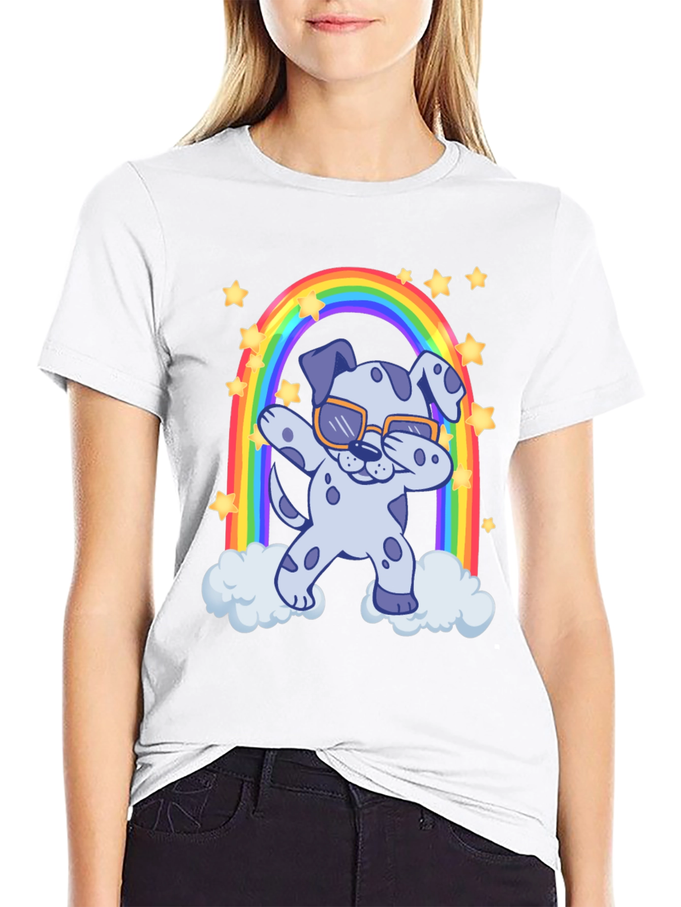 Dabbing Dalmatian Rainbow T-Shirt