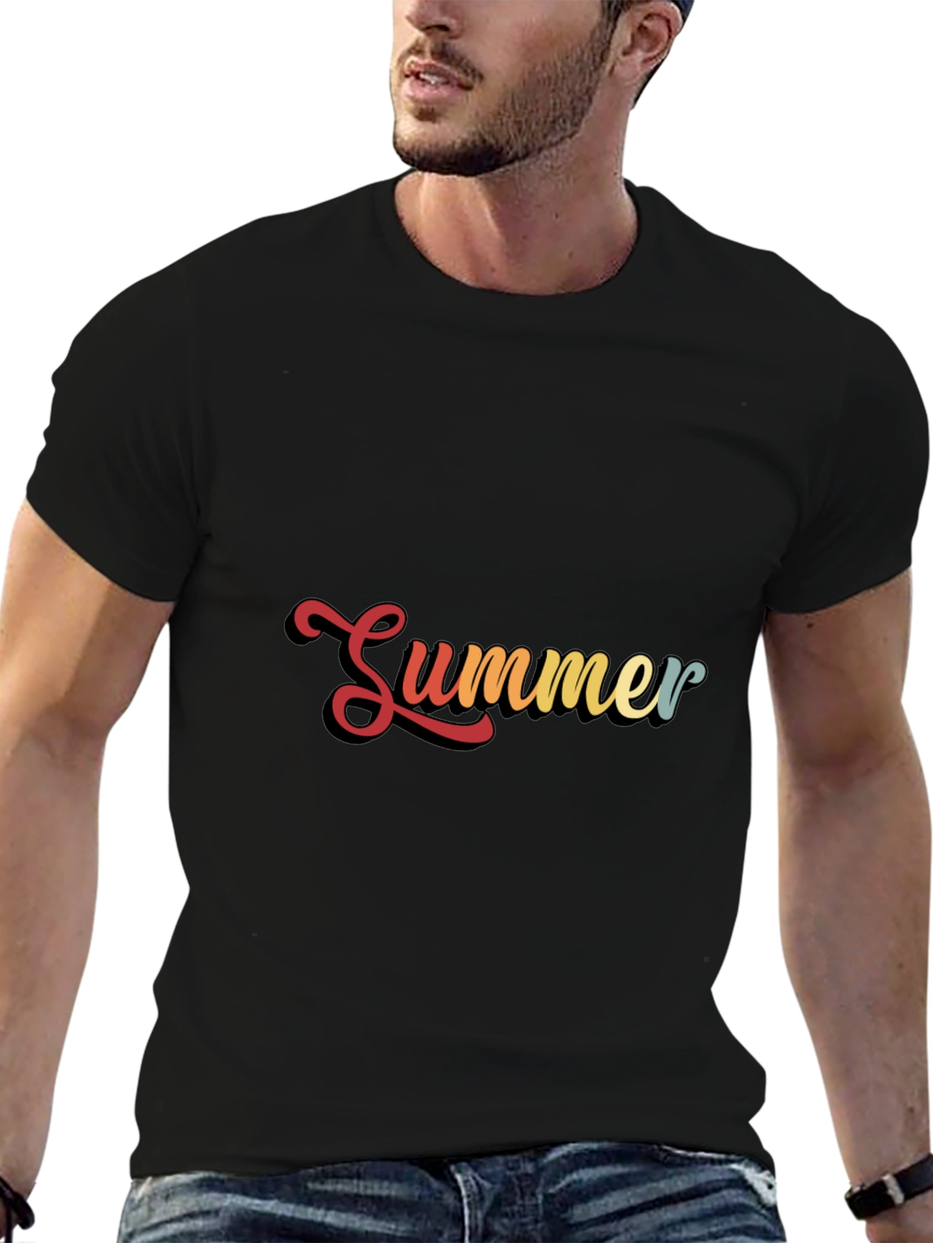 Retro Summer Graphic Black T-Shirt