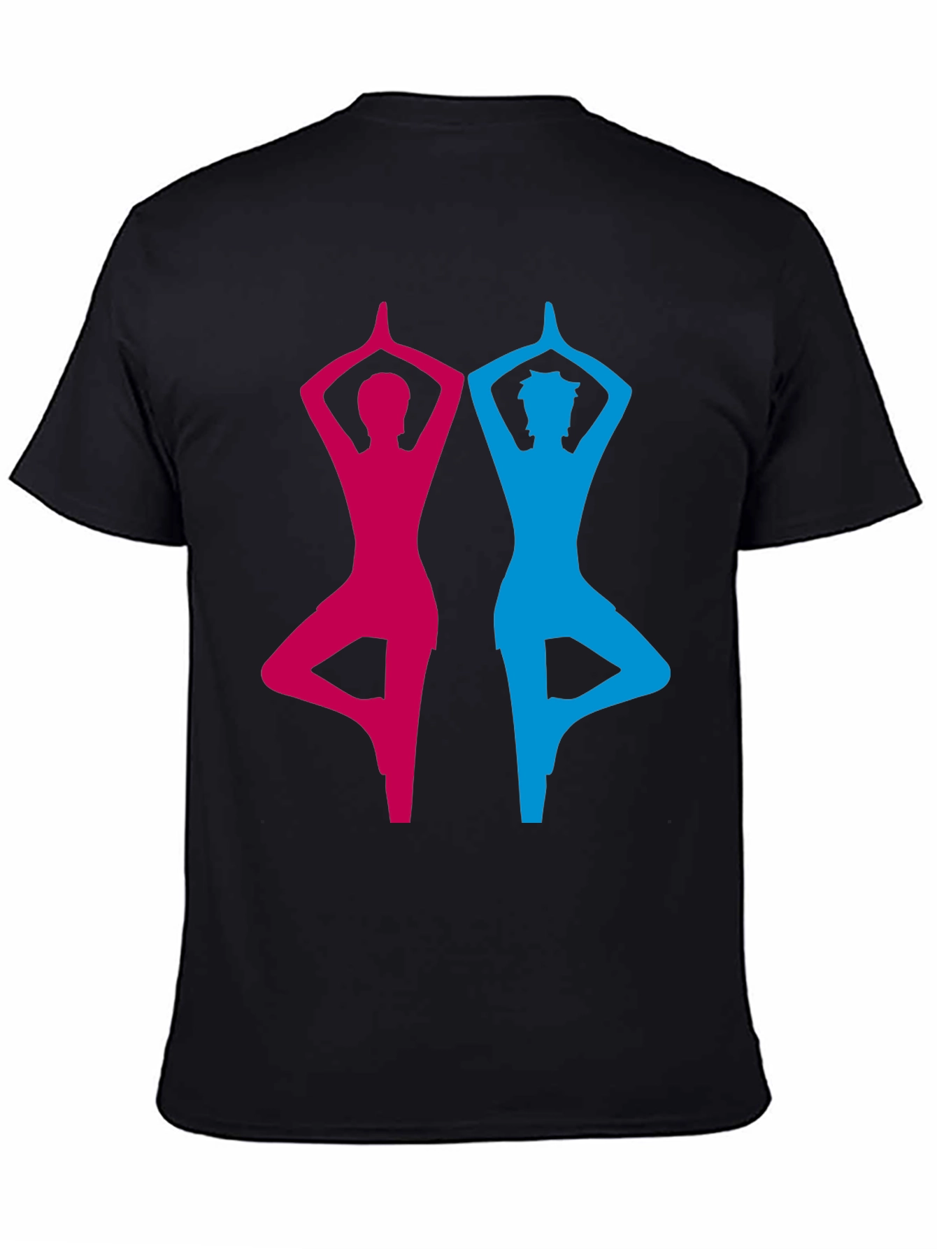 Yoga Pose Graphic Tee - Unisex Black Cotton T-Shirt
