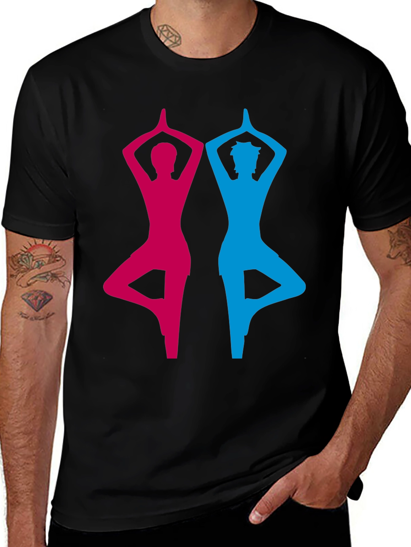 Yoga Pose Graphic Tee - Unisex Black Cotton T-Shirt