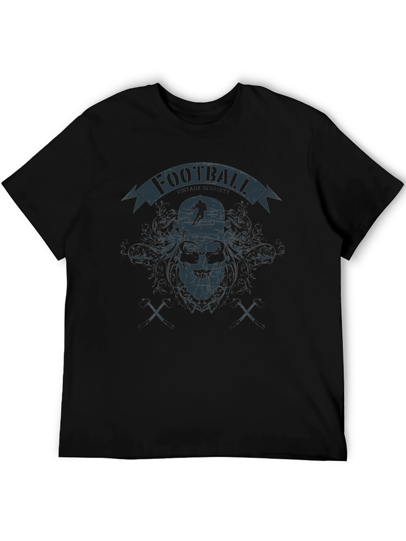Football Graphic Print Black T-Shirt