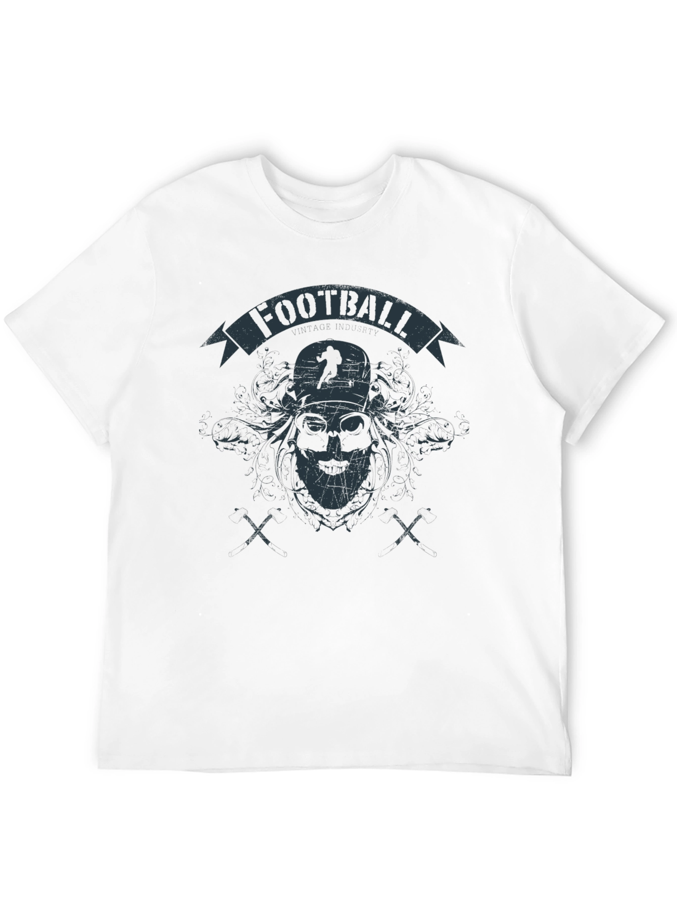 Football Graphic Print Black T-Shirt
