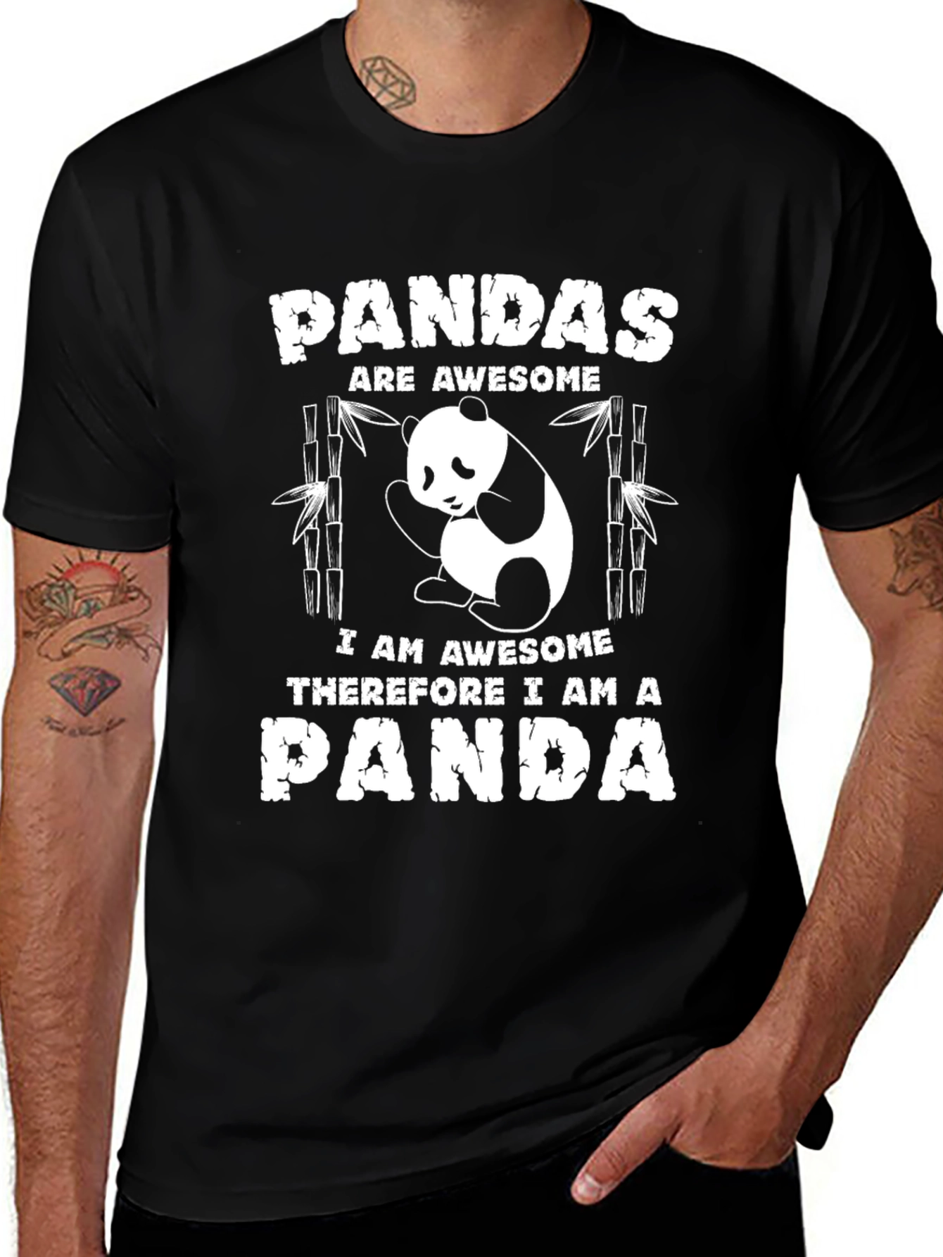 Panda Awesome Black T-Shirt