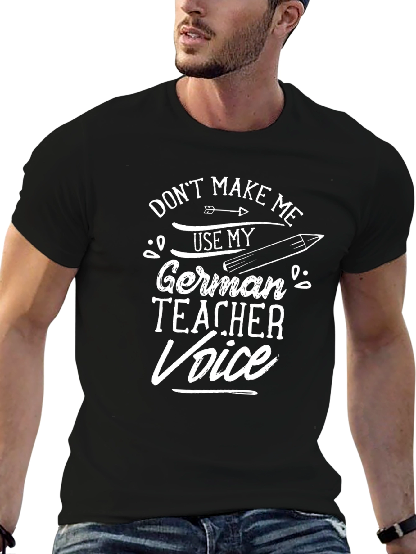 German Teacher Voice T-Shirt - Unisex Black Cotton Tee