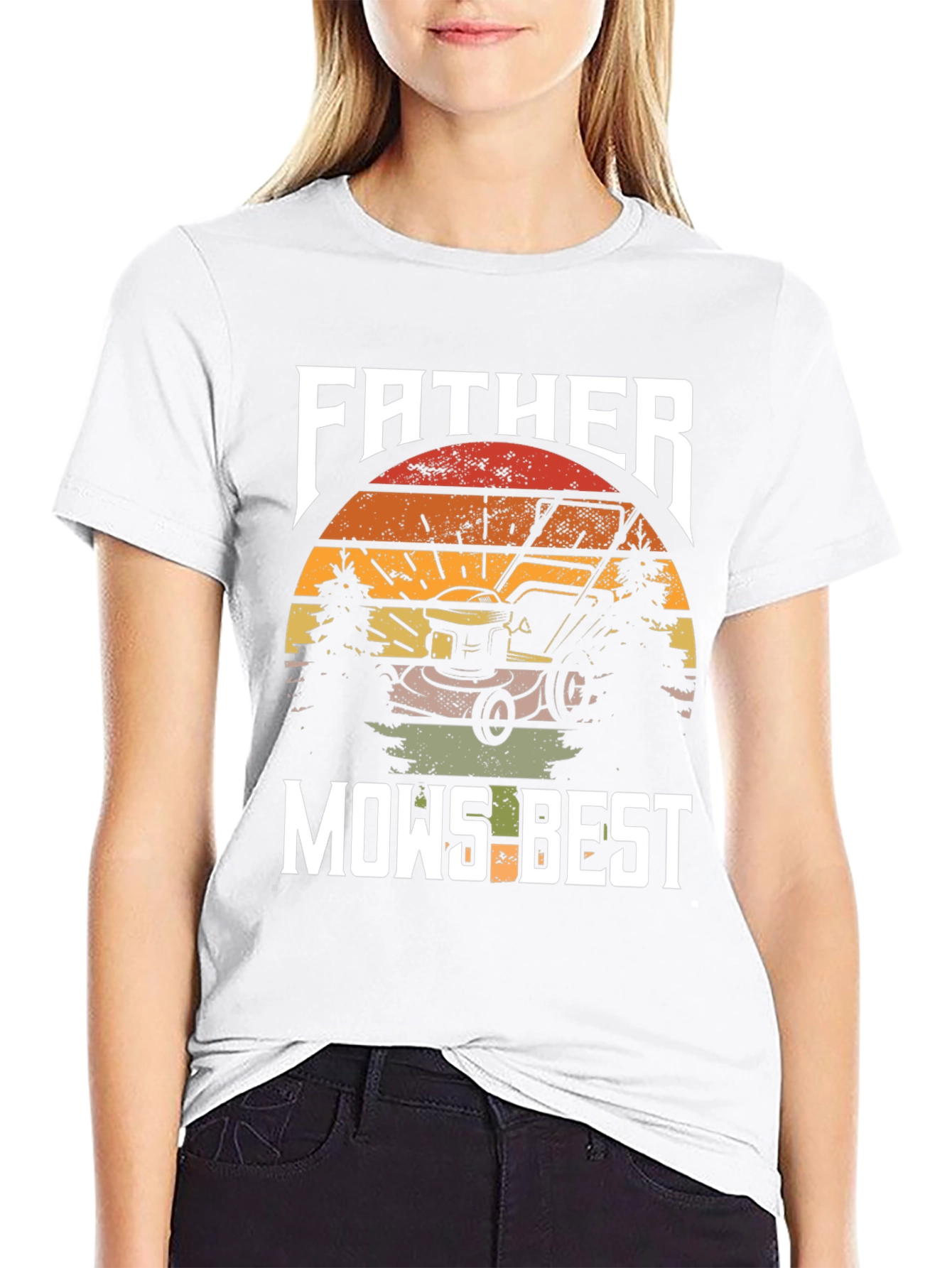 Father Mows Best T-Shirt - Lawn Care Dad Tee