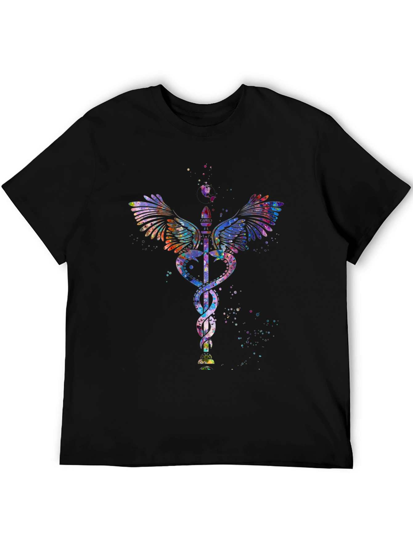 Caduceus Watercolor Graphic T-Shirt