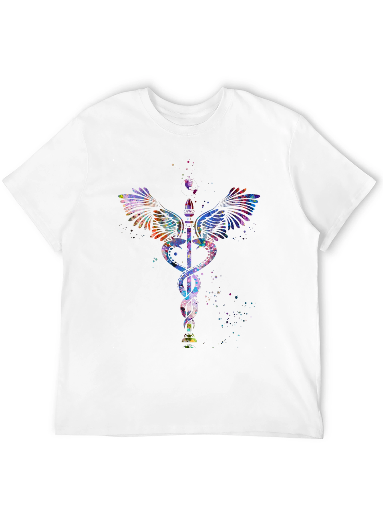 Caduceus Watercolor Graphic T-Shirt