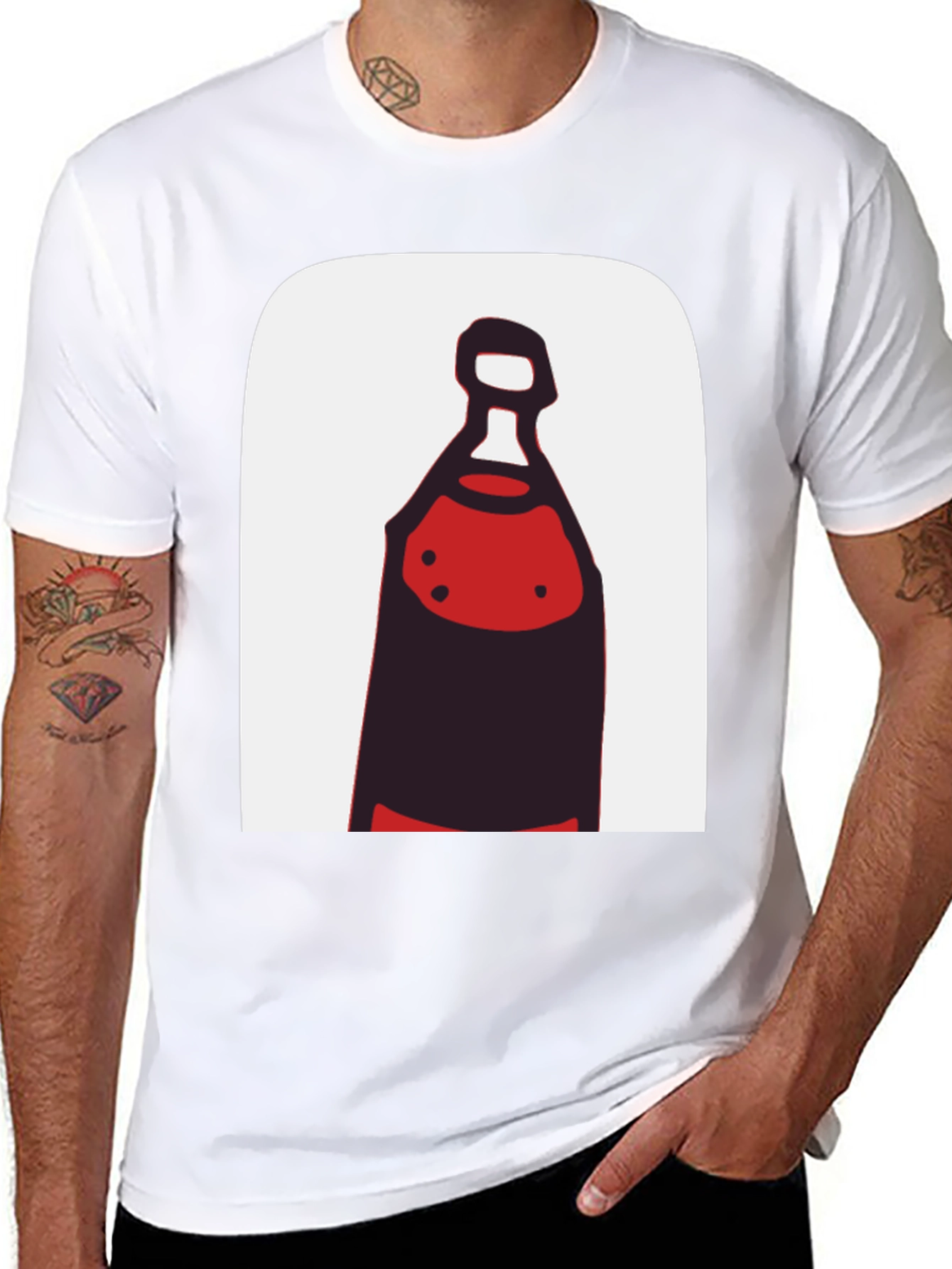 Abstract Bottle Graphic Tee - Black Cotton