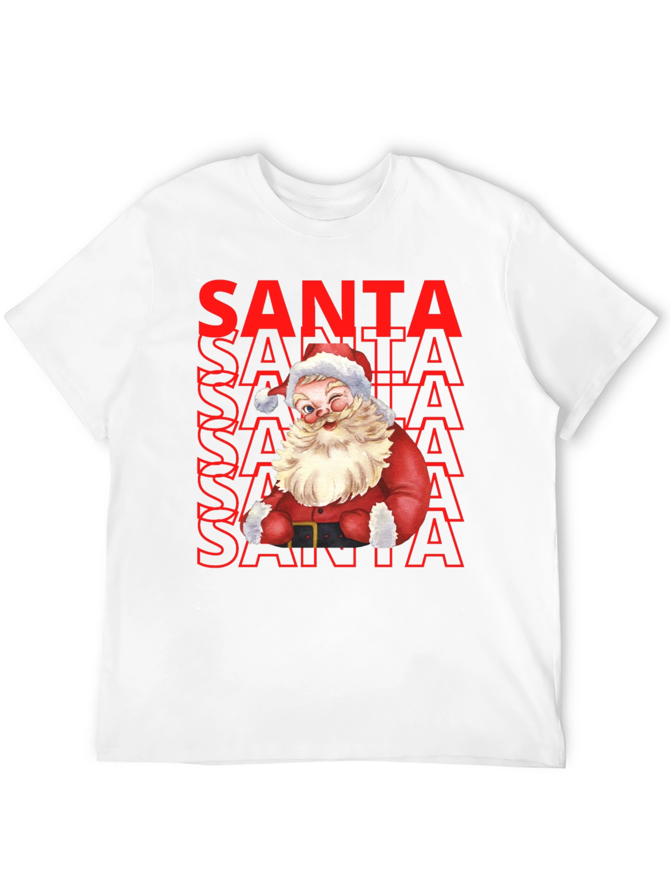 Santa Graphic Print T-Shirt - Christmas Holiday Tee