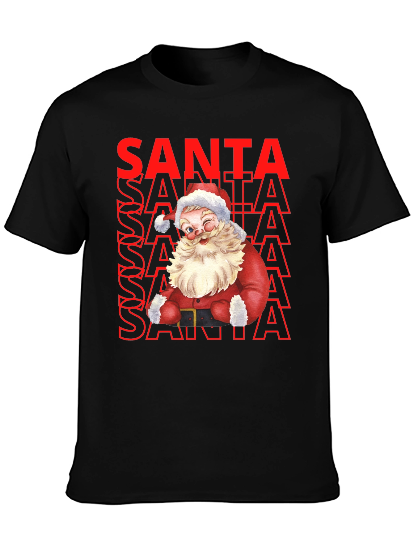 Santa Graphic Print T-Shirt - Christmas Holiday Tee