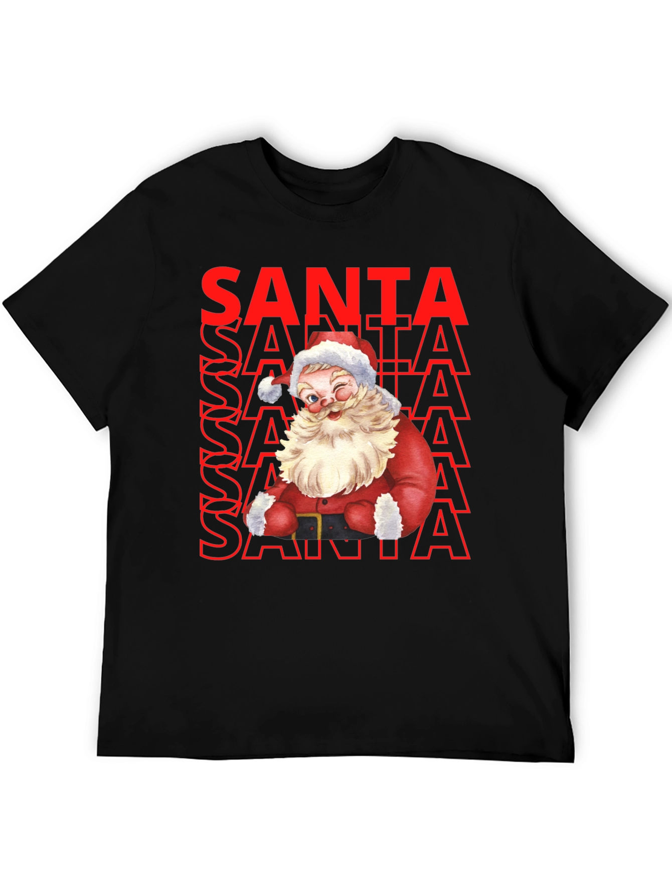 Santa Graphic Print T-Shirt - Christmas Holiday Tee
