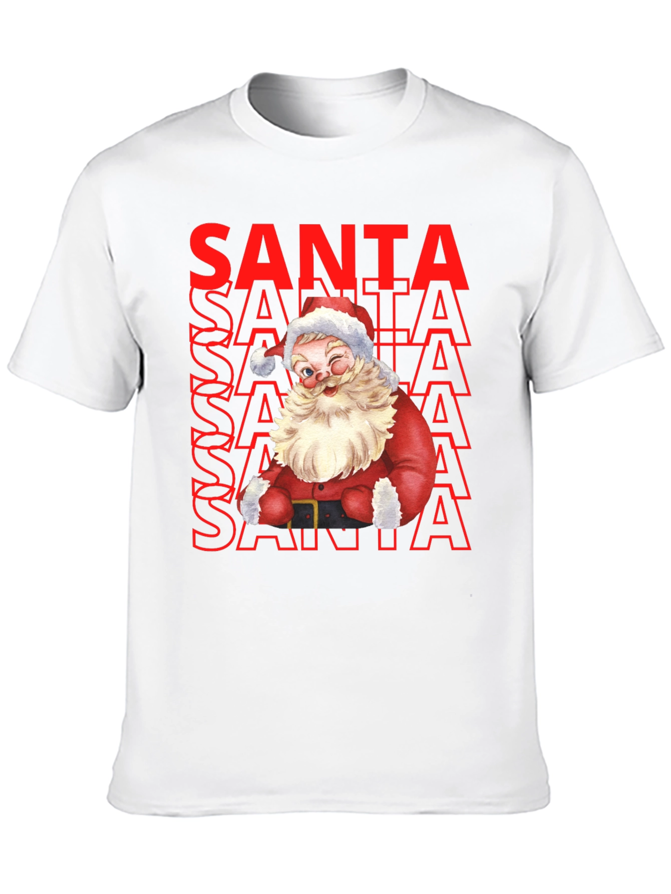 Santa Graphic Print T-Shirt - Christmas Holiday Tee