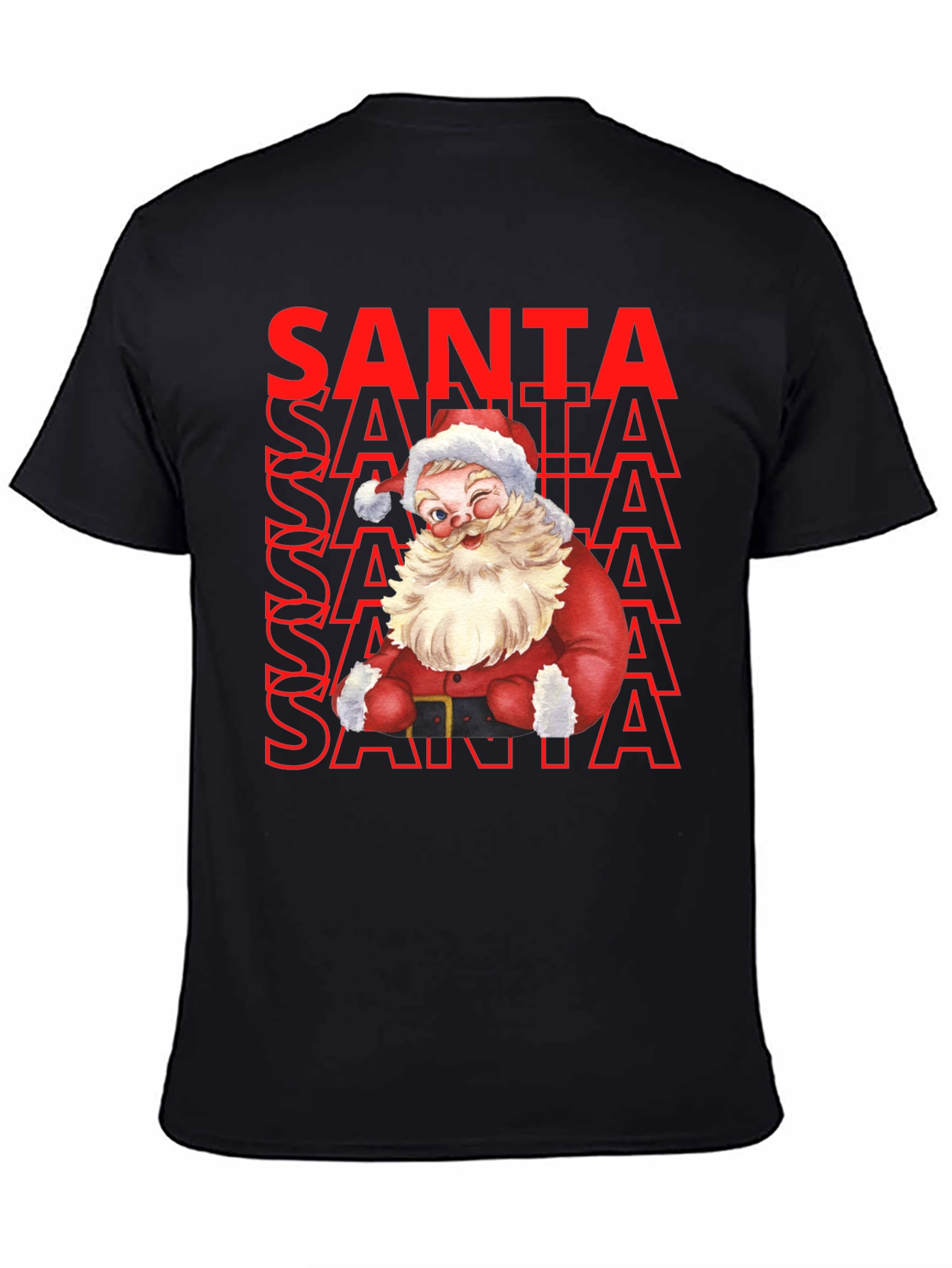 Santa Graphic Print T-Shirt - Christmas Holiday Tee