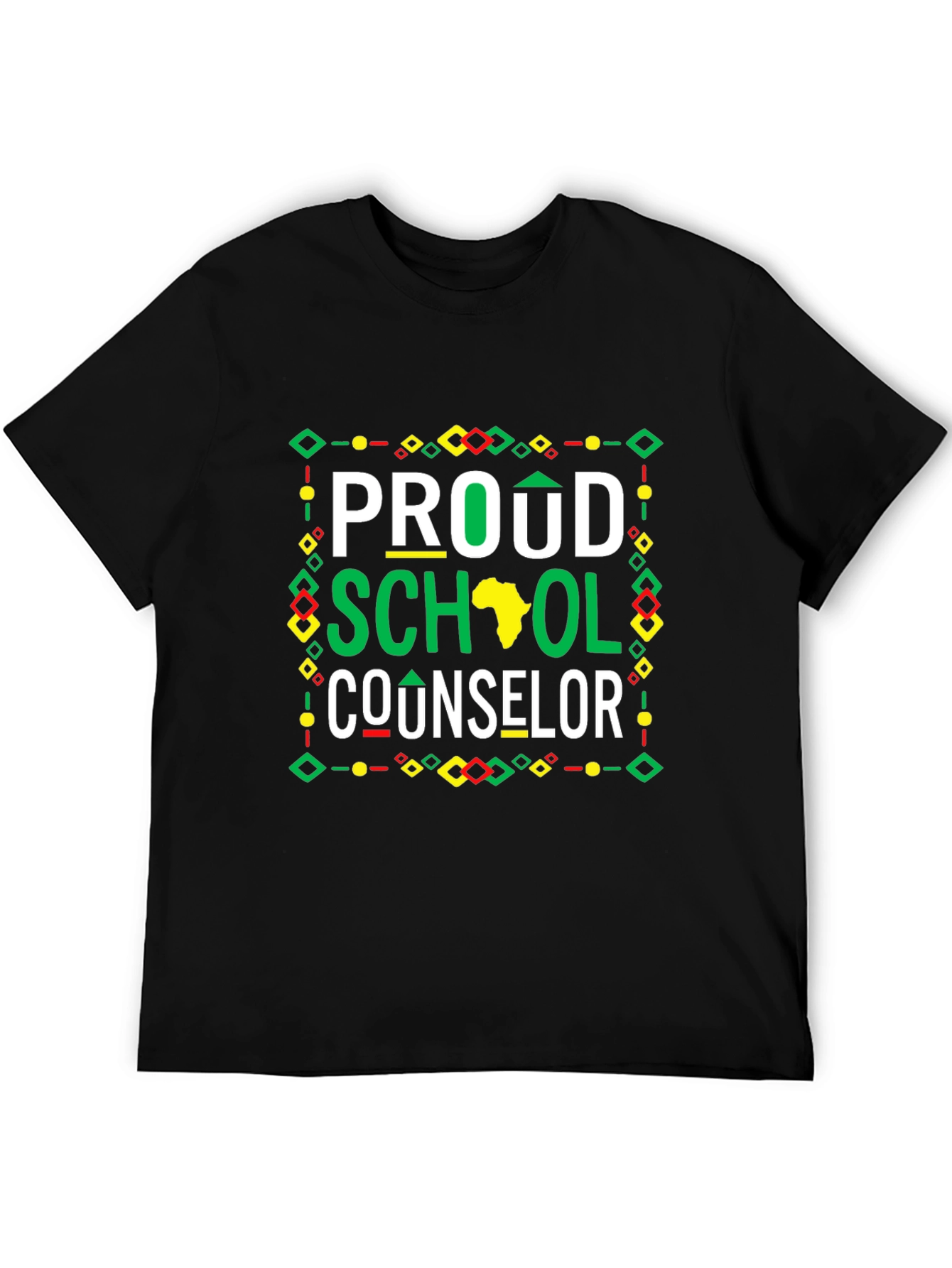 Proud School Counselor T-Shirt - Black African Pride