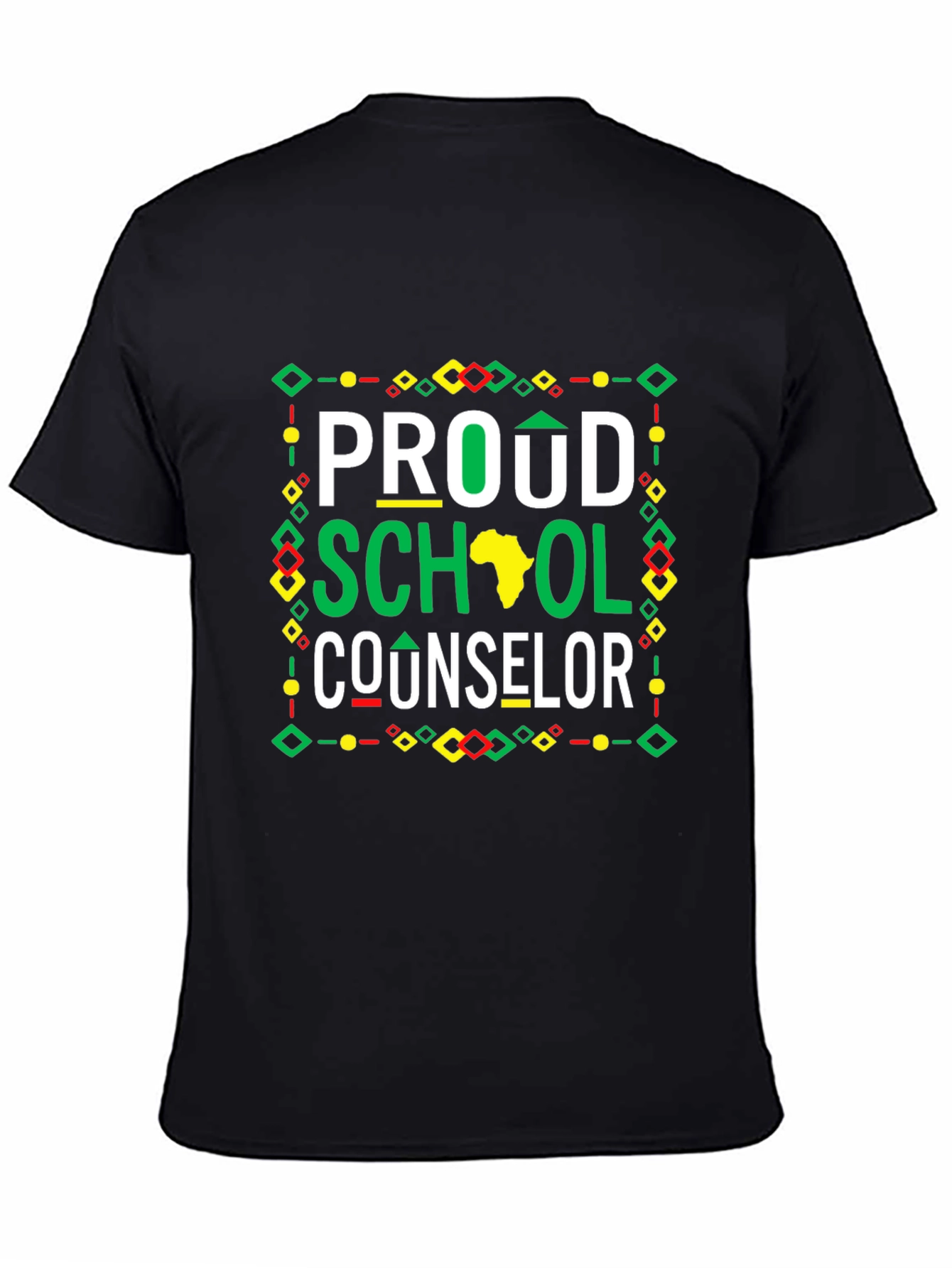 Proud School Counselor T-Shirt - Black African Pride