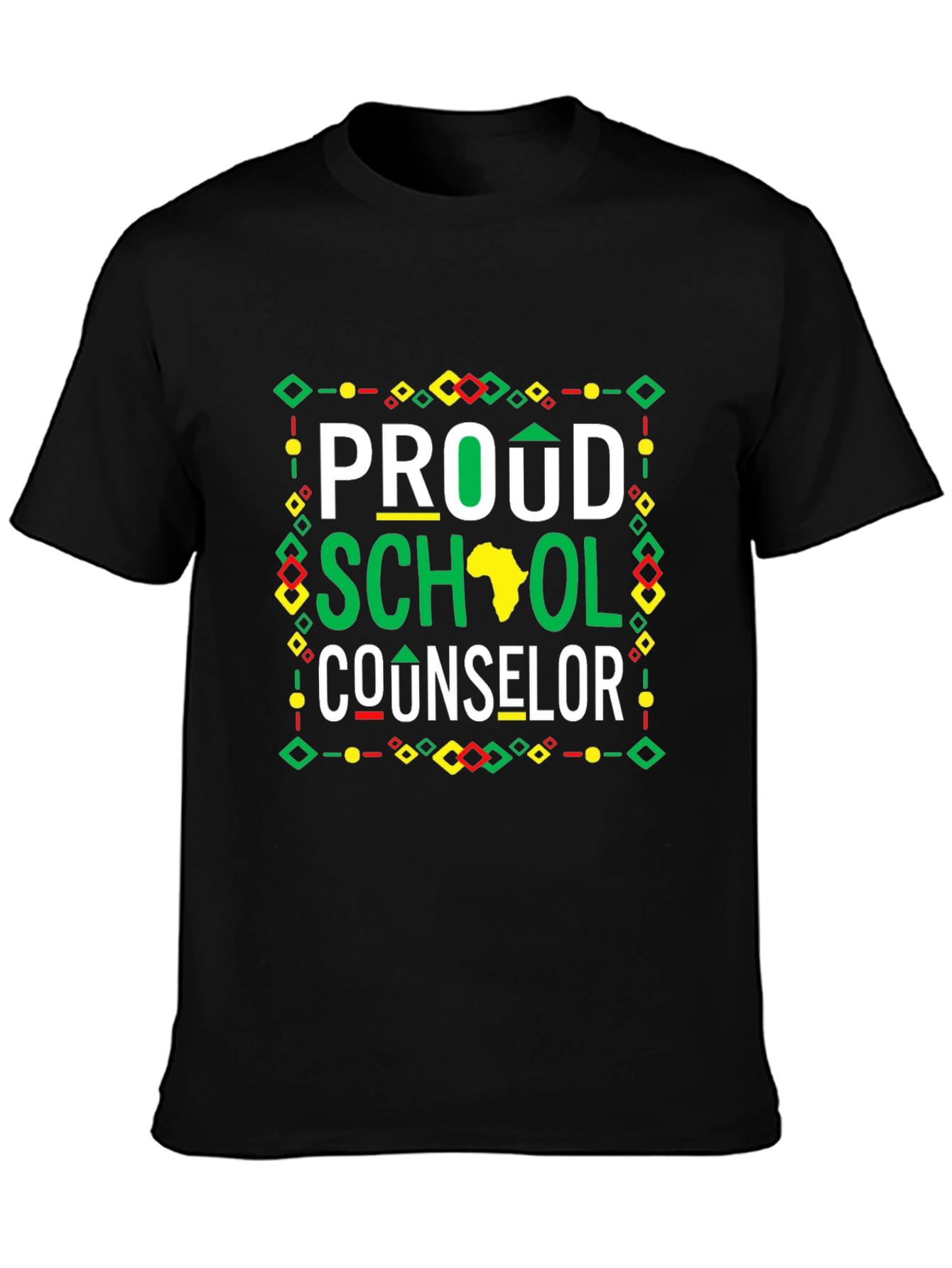 Proud School Counselor T-Shirt - Black African Pride