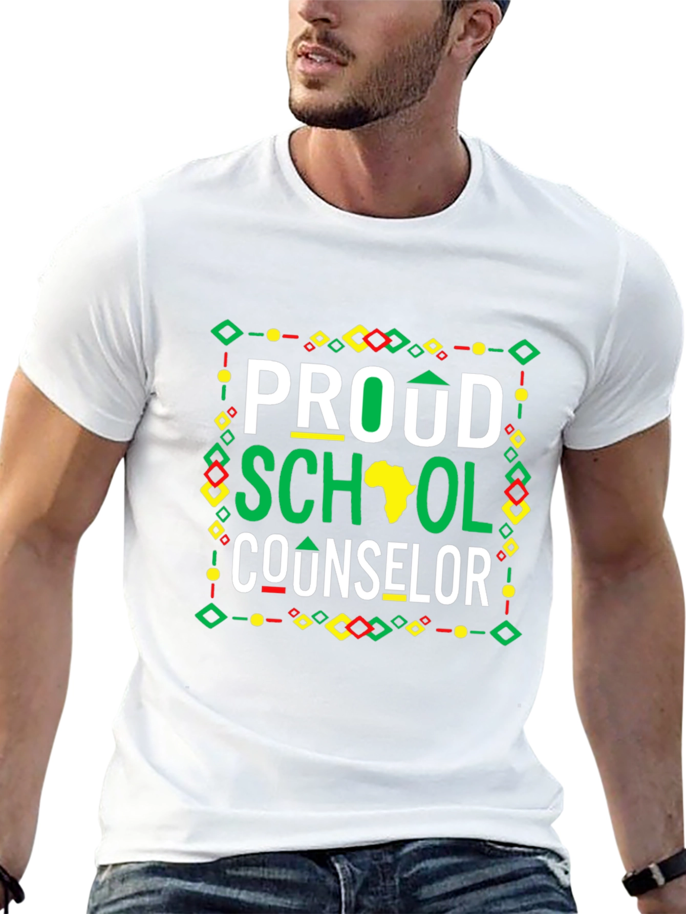 Proud School Counselor T-Shirt - Black African Pride