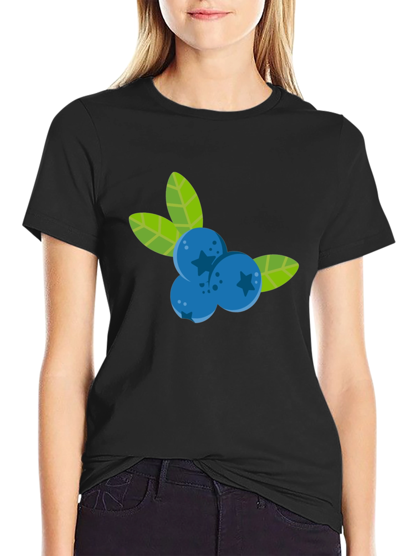 Blueberry Graphic Black T-Shirt - Fruit Design
