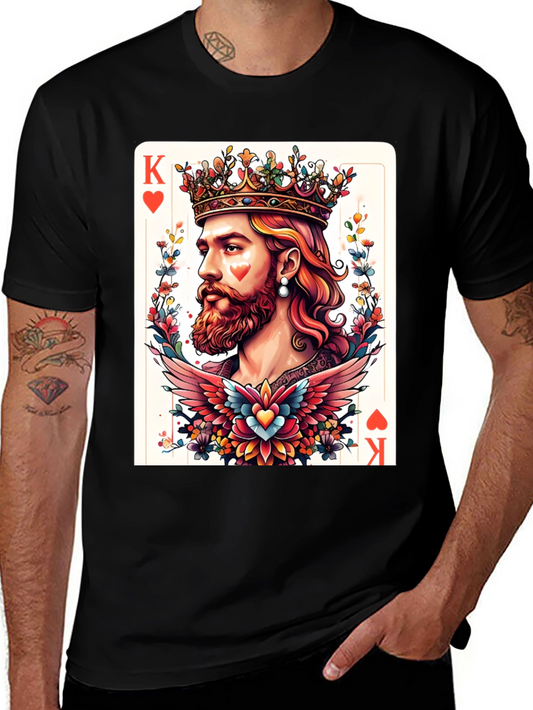 King of Hearts Graphic T-Shirt - Bold Card Design