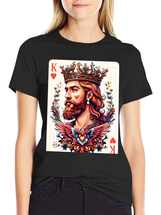 King of Hearts Graphic T-Shirt - Bold Card Design