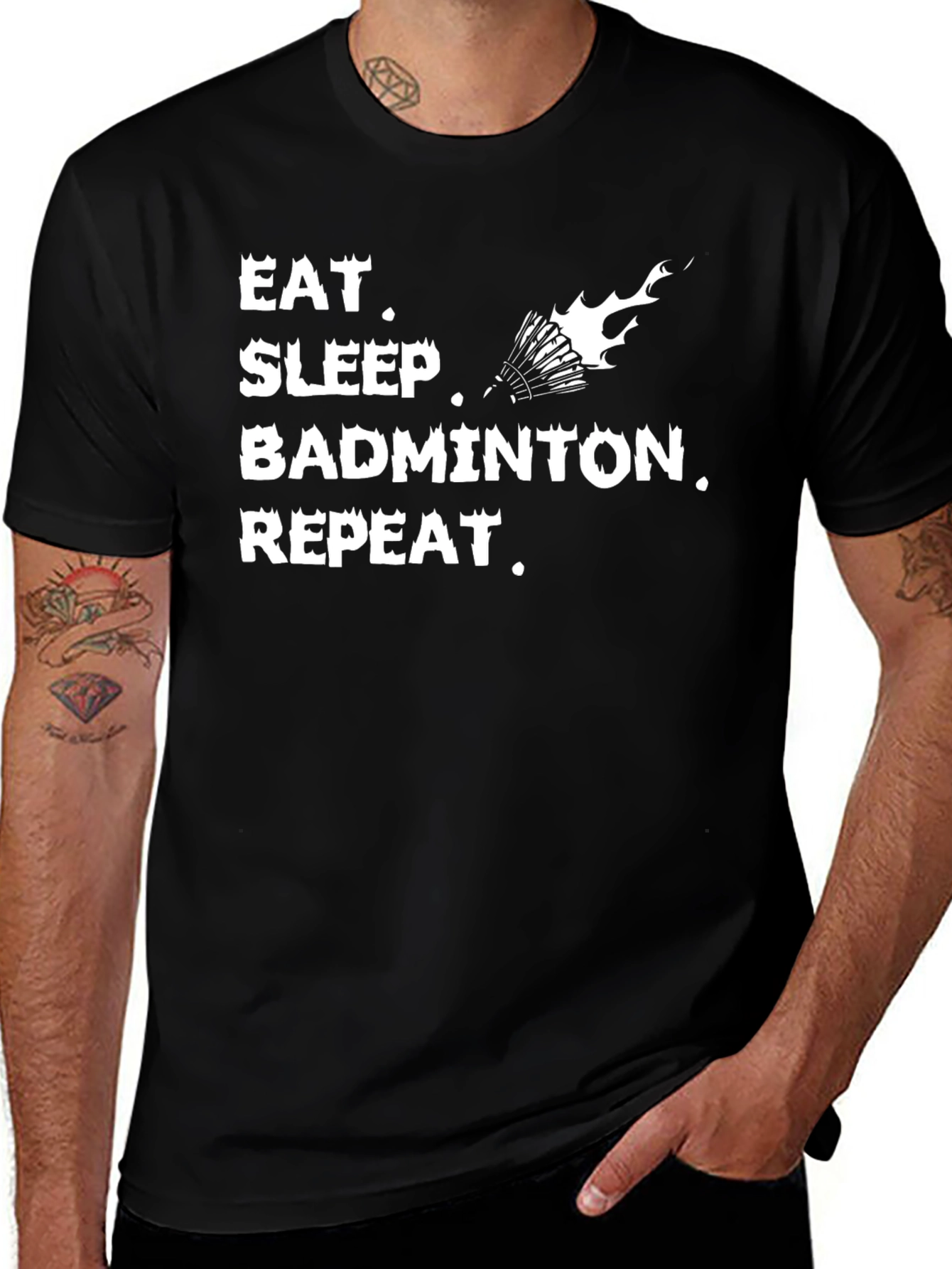 Eat Sleep Badminton Repeat Graphic Tee