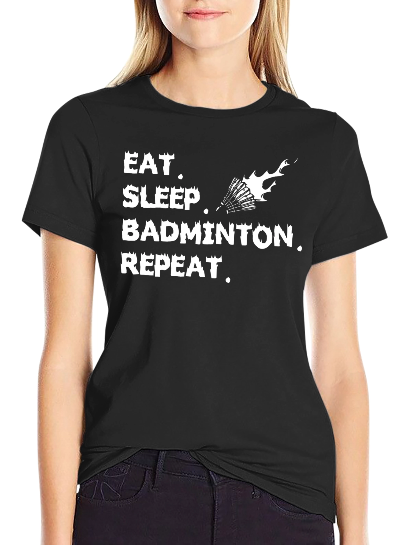 Eat Sleep Badminton Repeat Graphic Tee