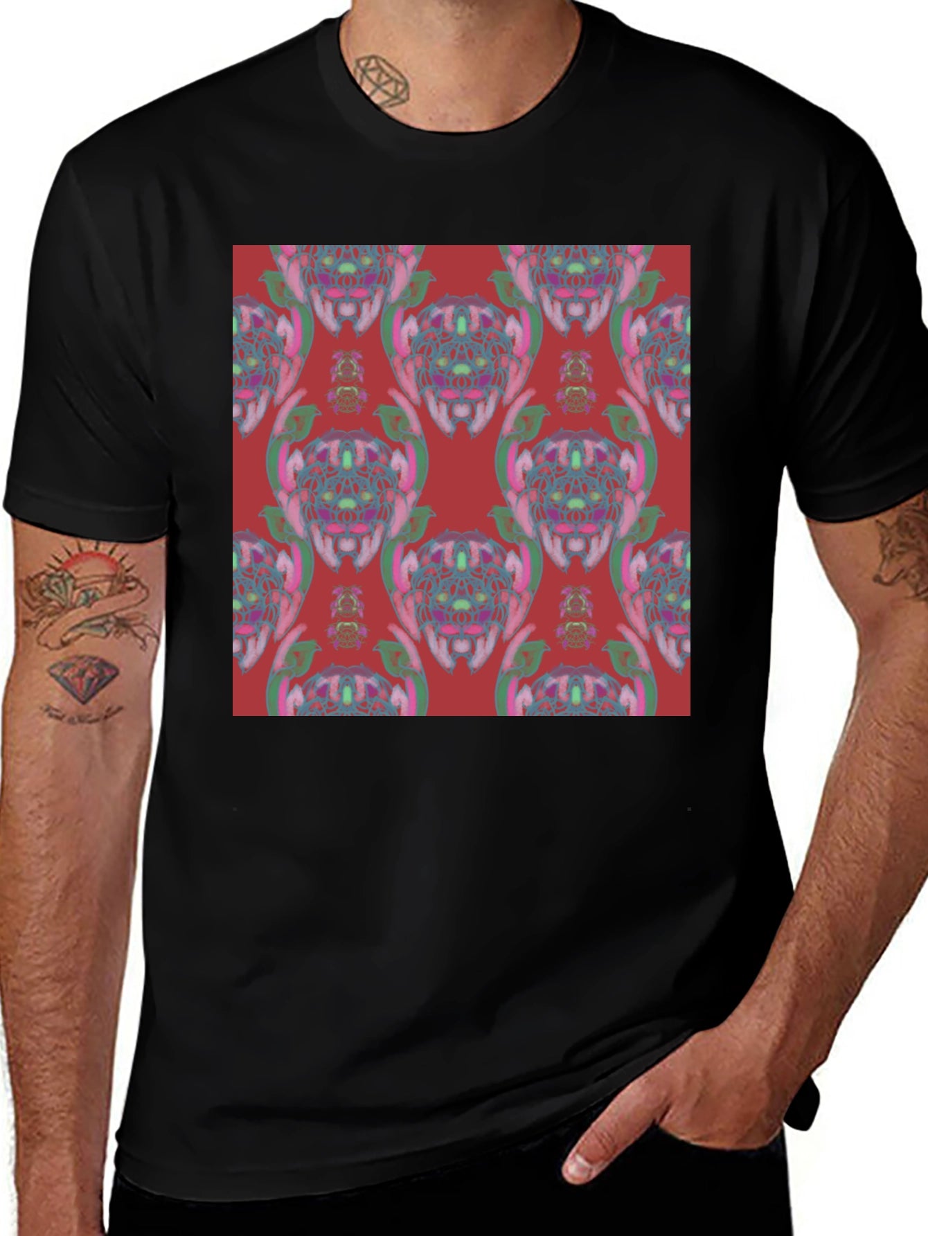 Patterned Black T-Shirt