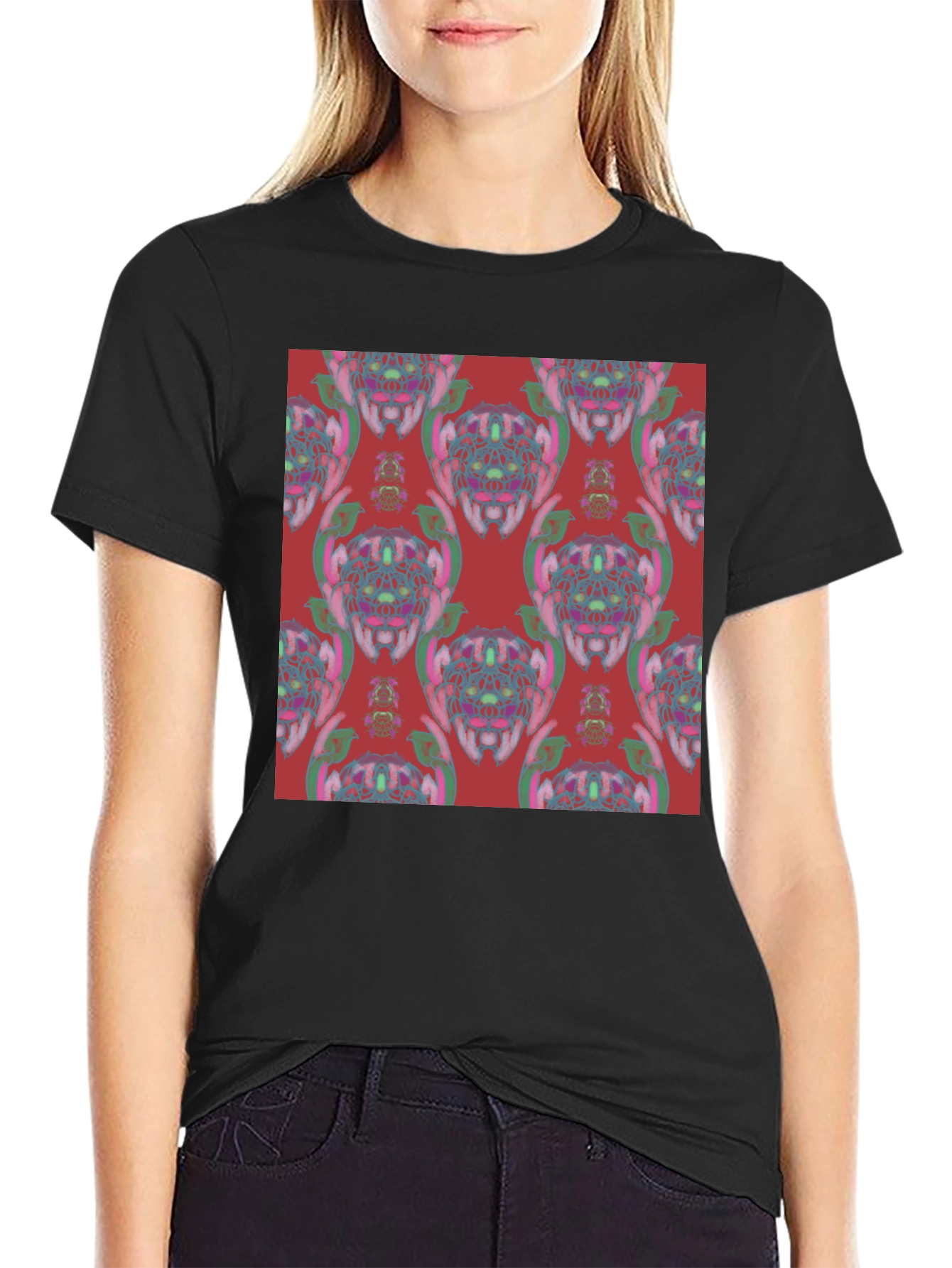Patterned Black T-Shirt