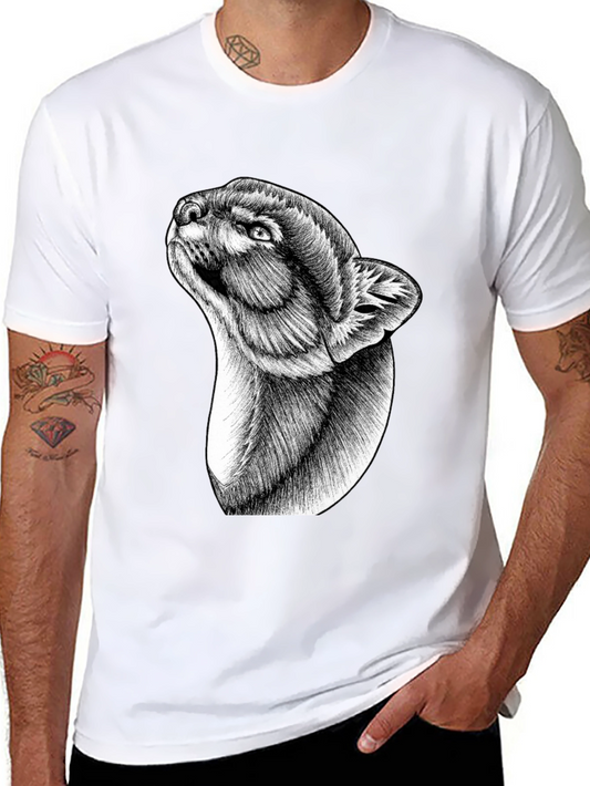 Black Graphic Tee: Abstract Animal Portrait