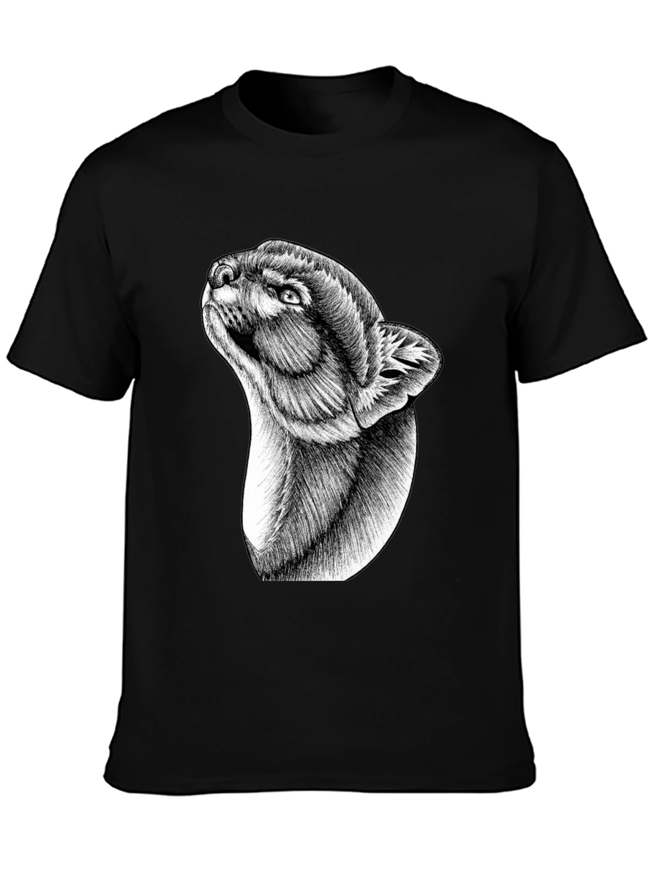 Black Graphic Tee: Abstract Animal Portrait