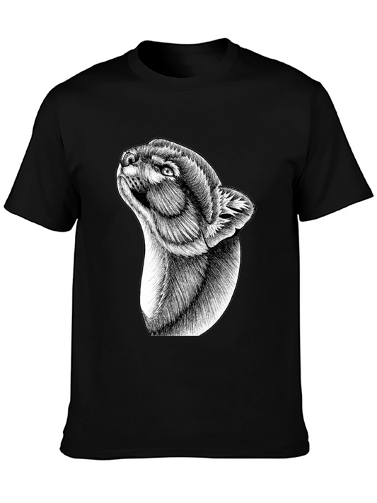 Black Graphic Tee: Abstract Animal Portrait