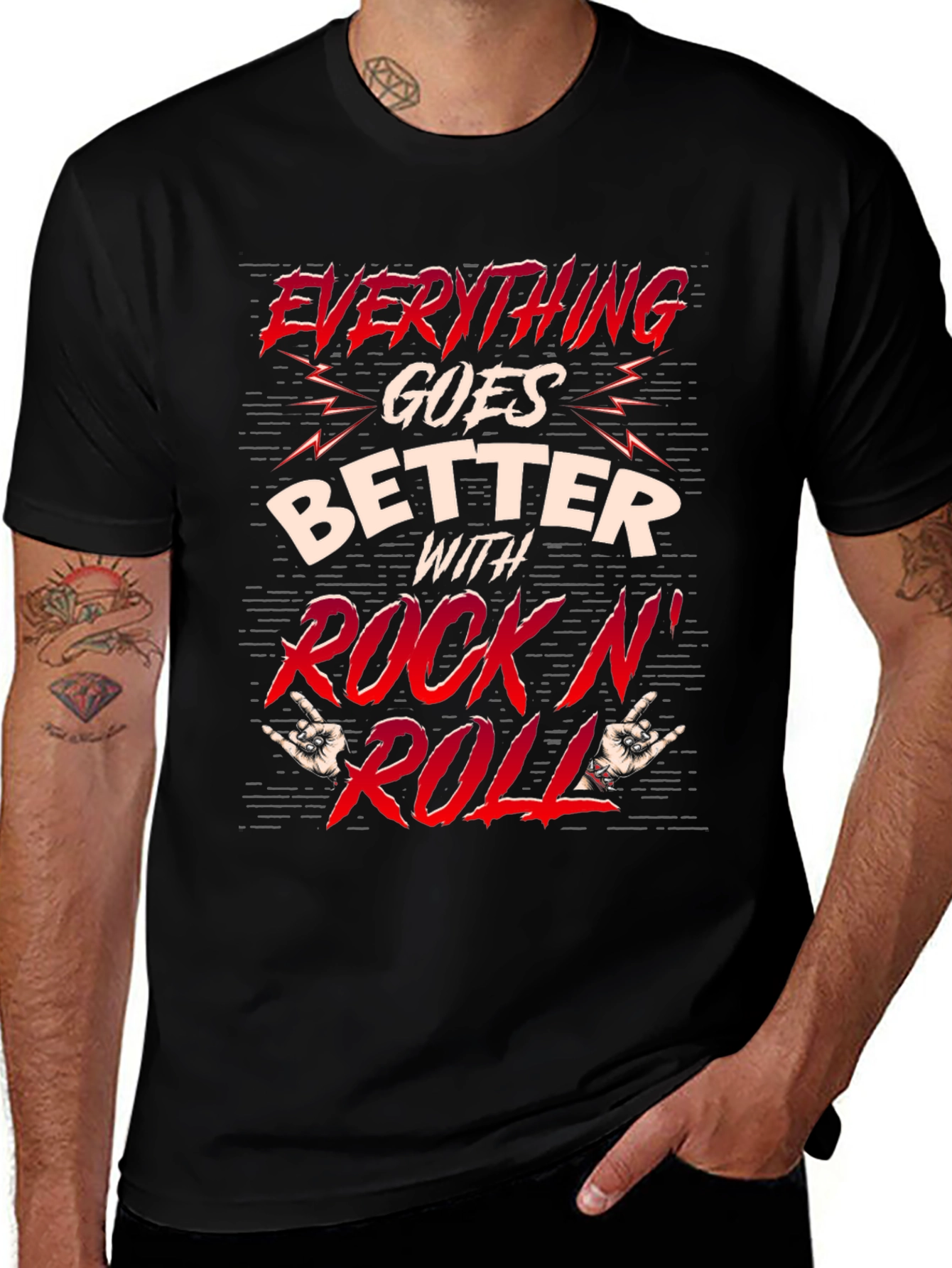 Rock N Roll Graphic T-Shirt - Black