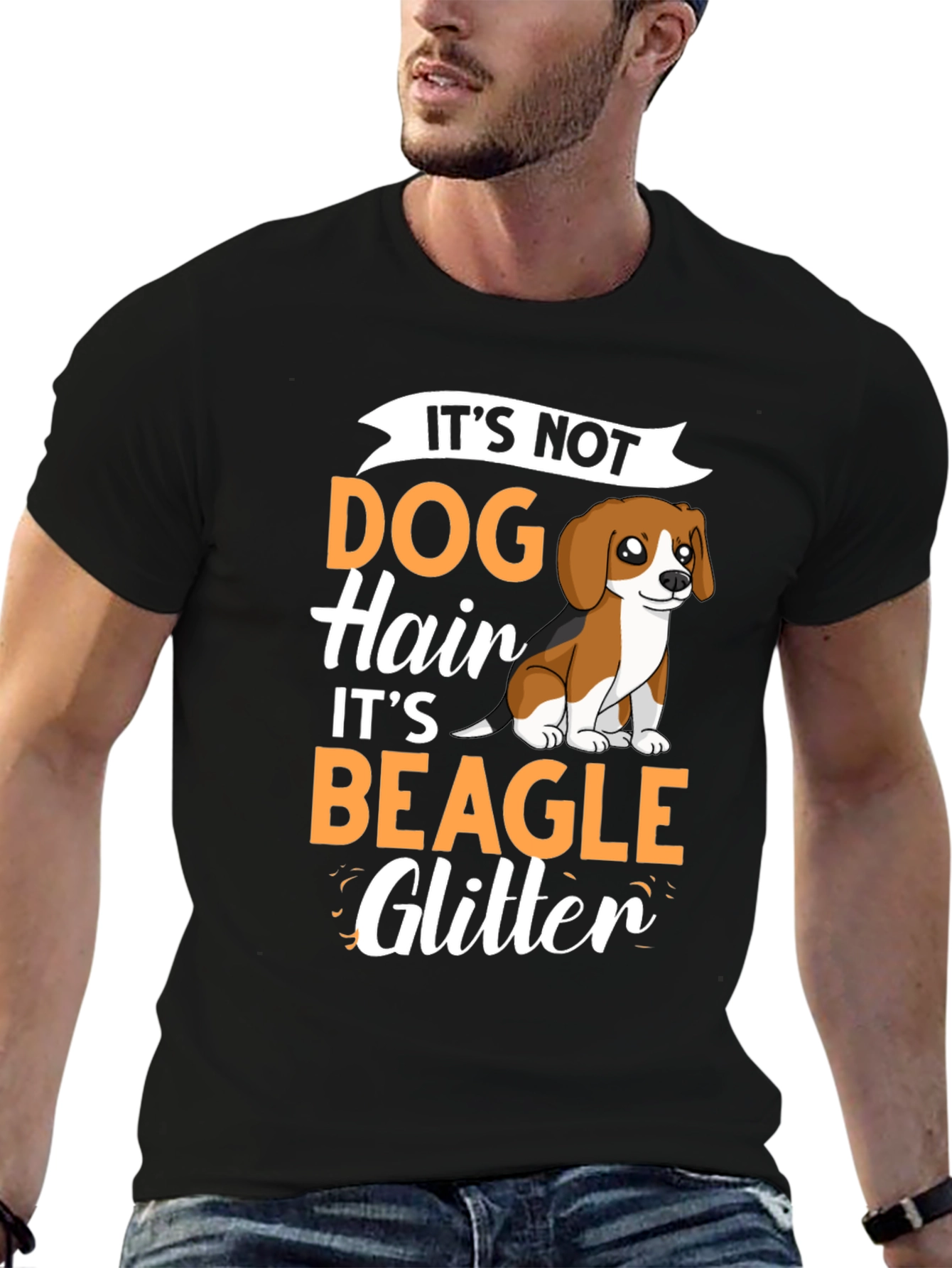 Beagle Glitter Dog T-Shirt - Novelty Graphic Tee