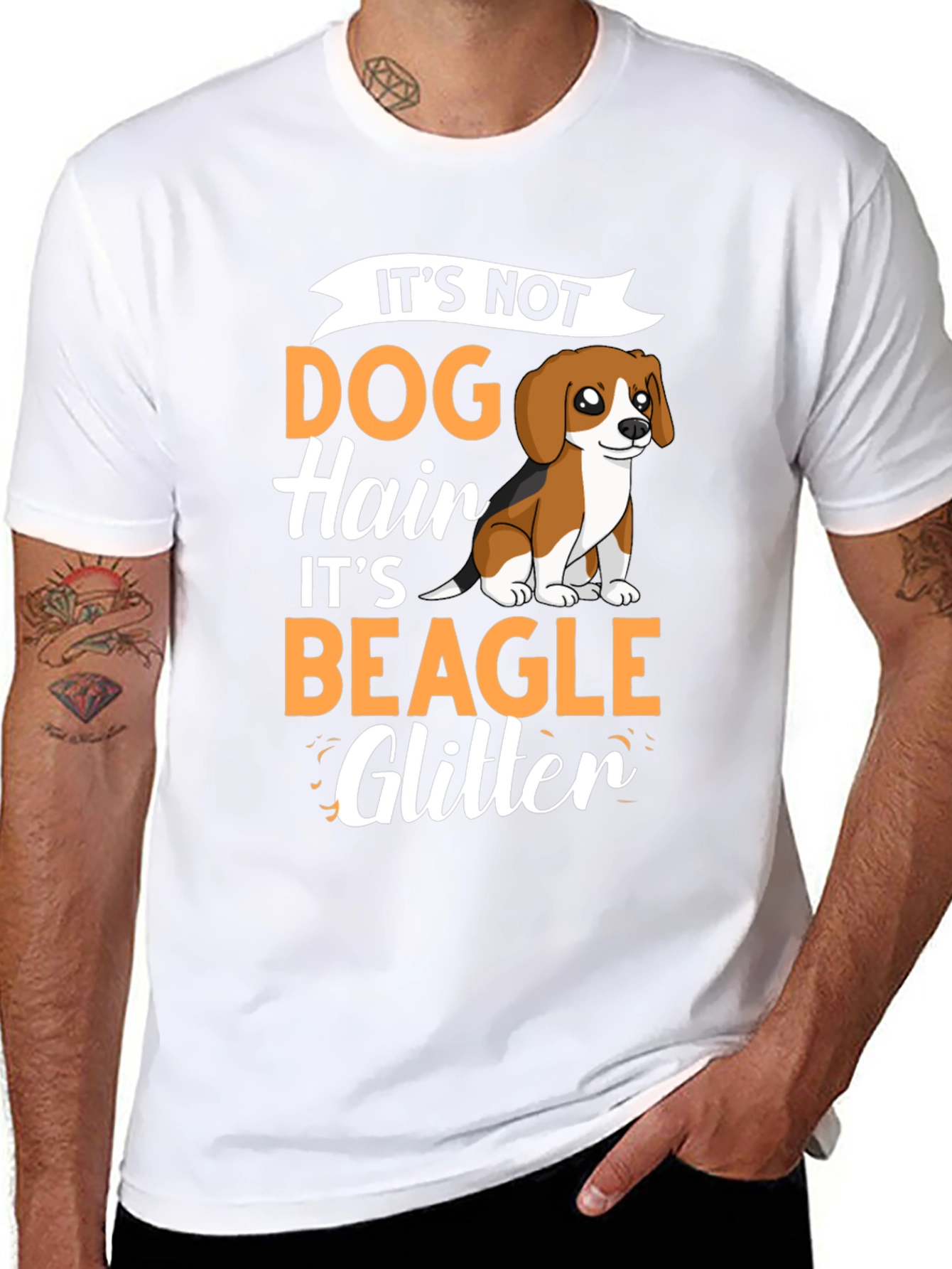 Beagle Glitter Dog T-Shirt - Novelty Graphic Tee