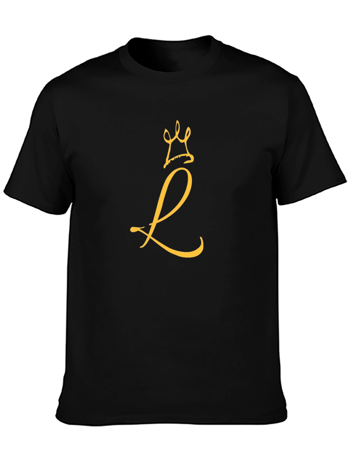Crown L Black T-Shirt - Stylish Monogram Tee