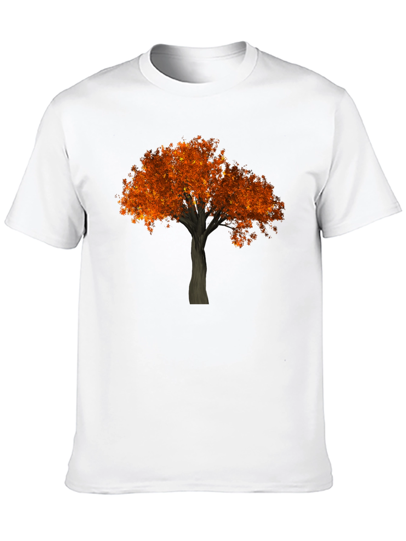 Autumn Tree Graphic Tee - Black Cotton Casual Shirt